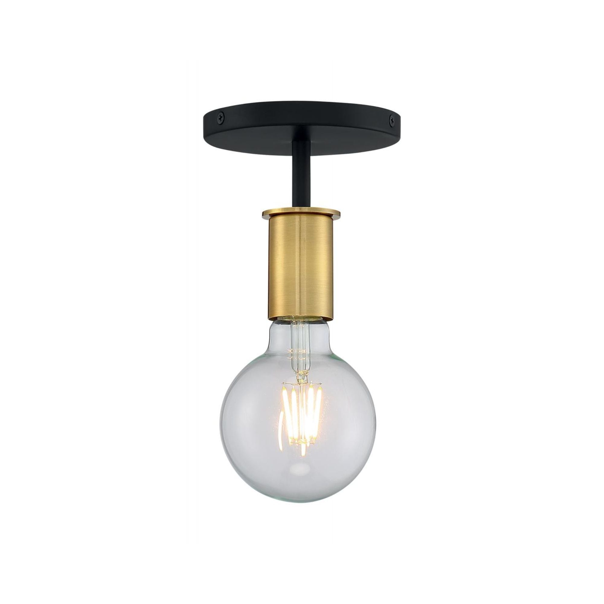 Ryder 5" Semi Flush Mount, Black / Brushed Brass Finish