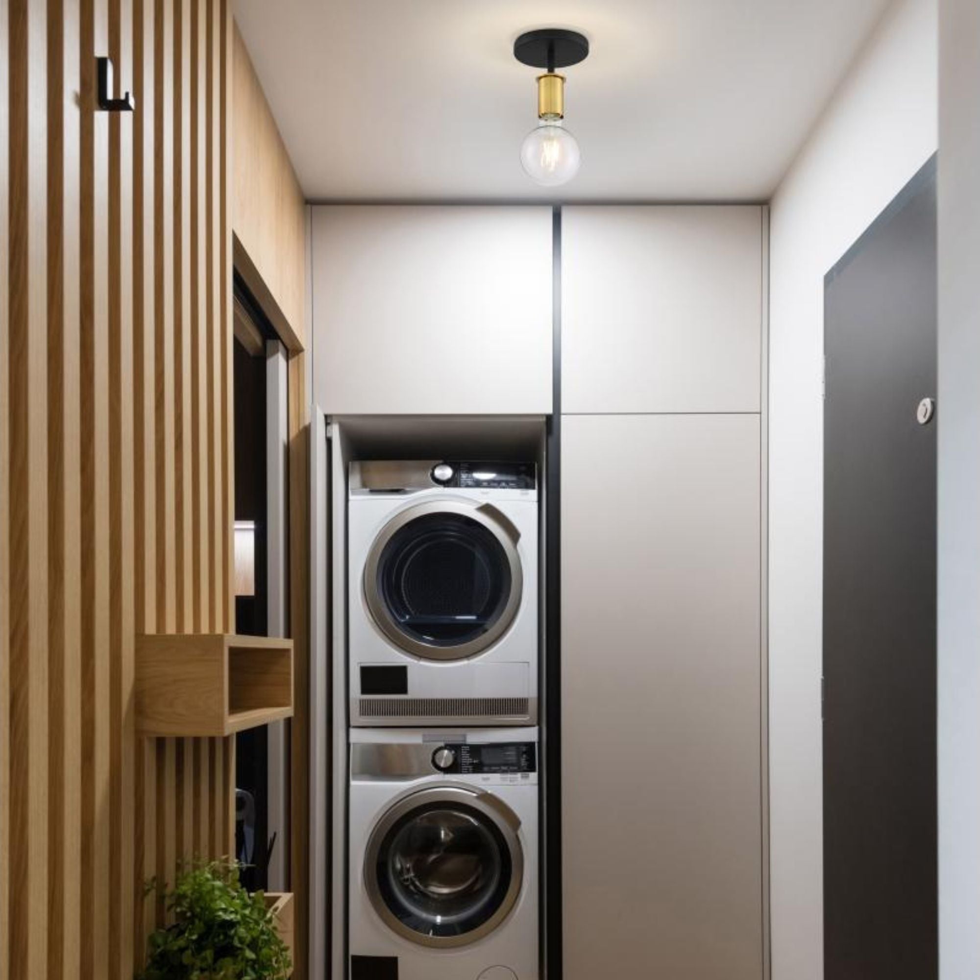 Ryder 5" Semi Flush Mount, Black / Brushed Brass Finish