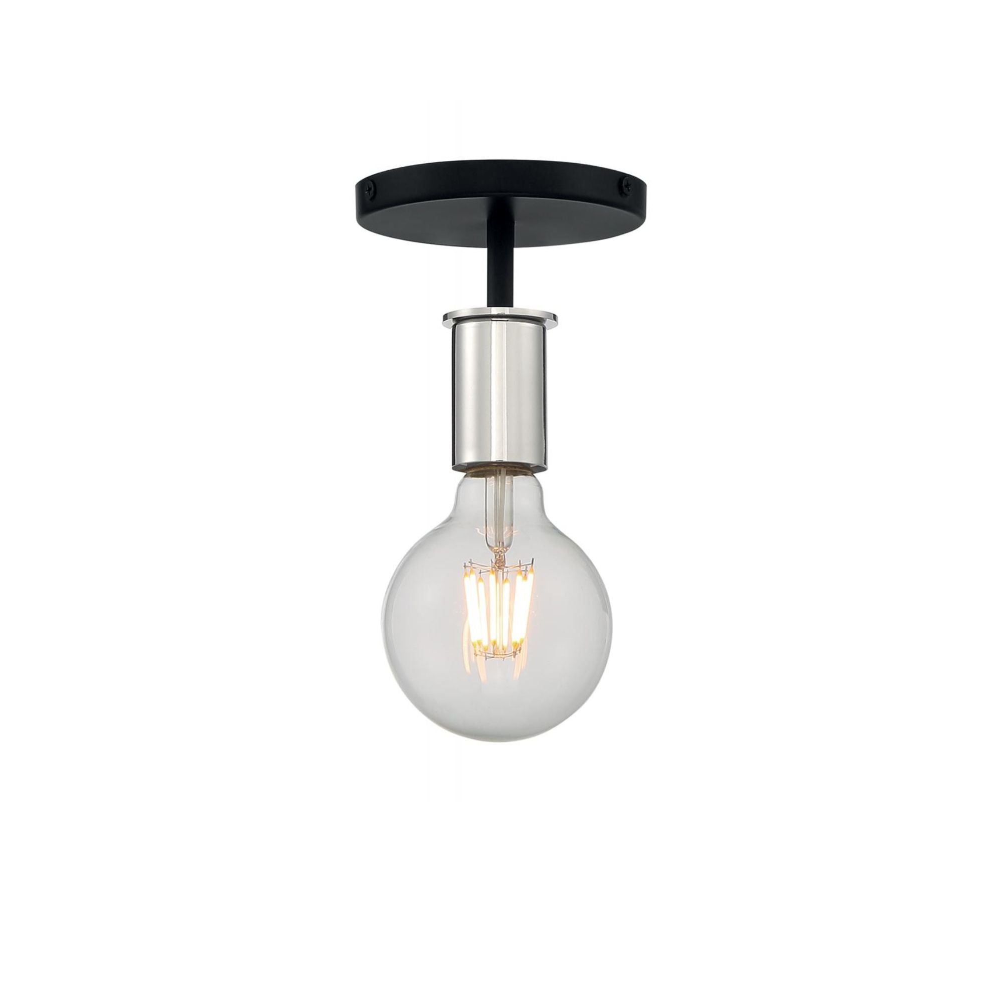 Ryder 5" Semi Flush Mount, Black / Polished Nickel Finish