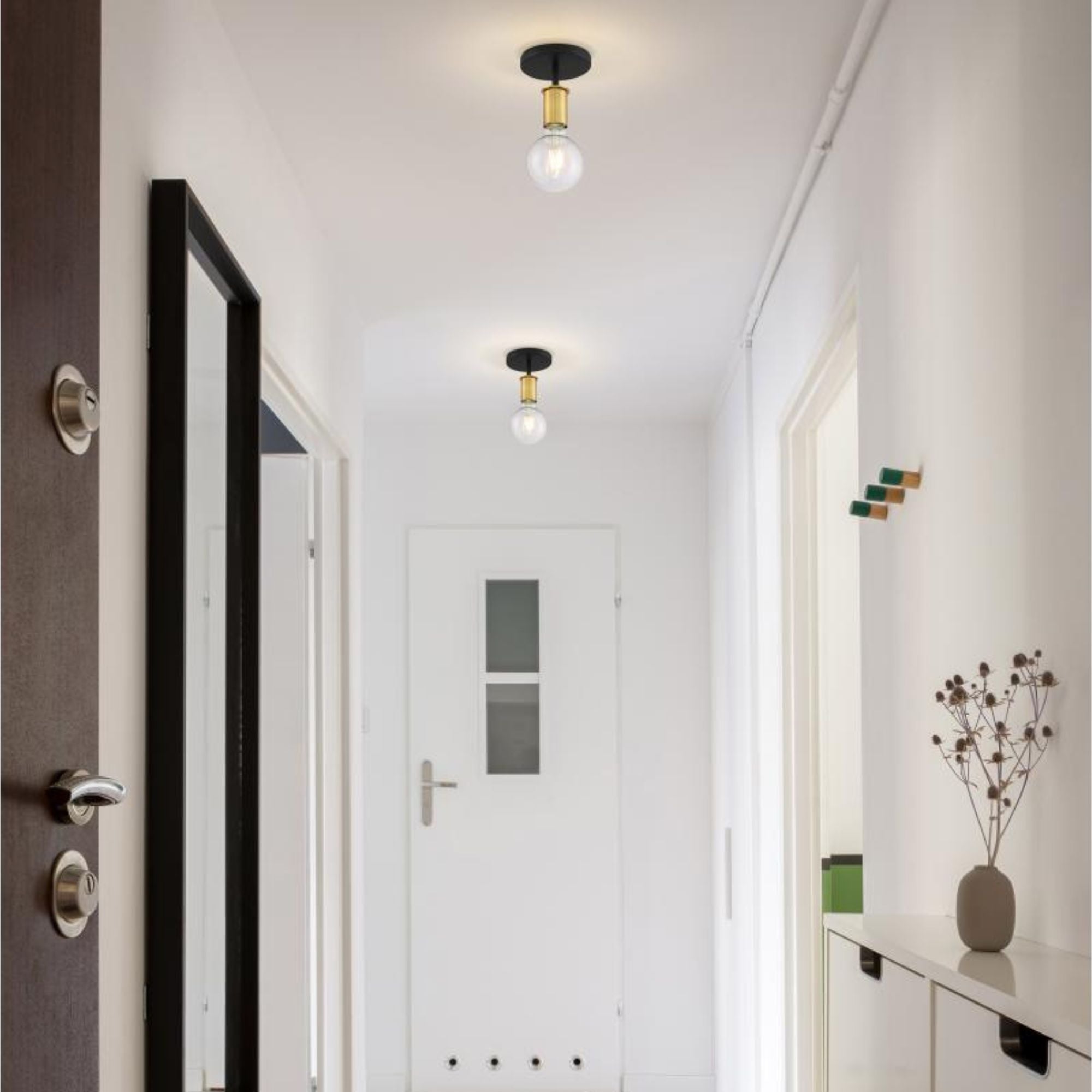 Ryder 5" Semi Flush Mount, Black / Polished Nickel Finish