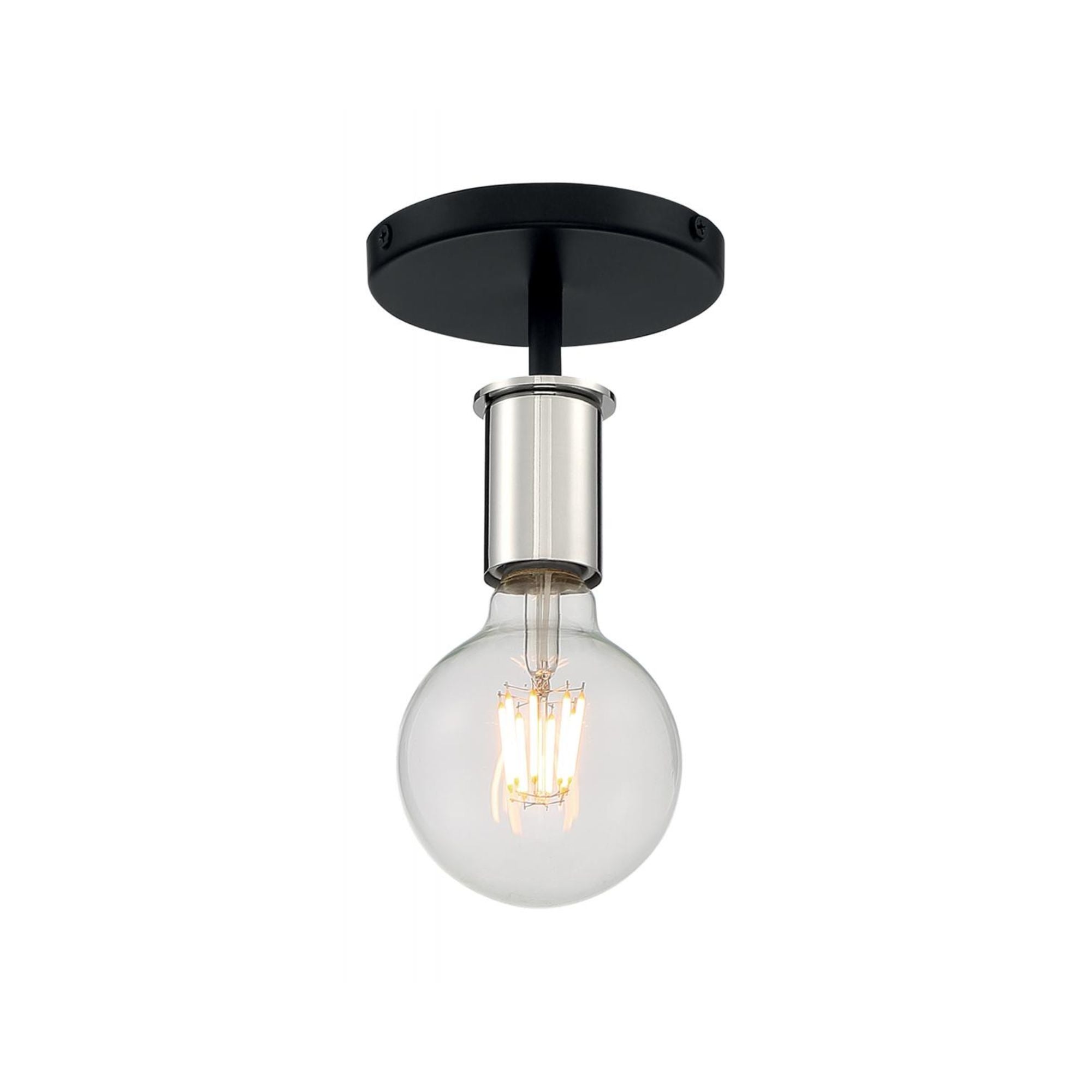 Ryder 5" Semi Flush Mount, Black / Polished Nickel Finish