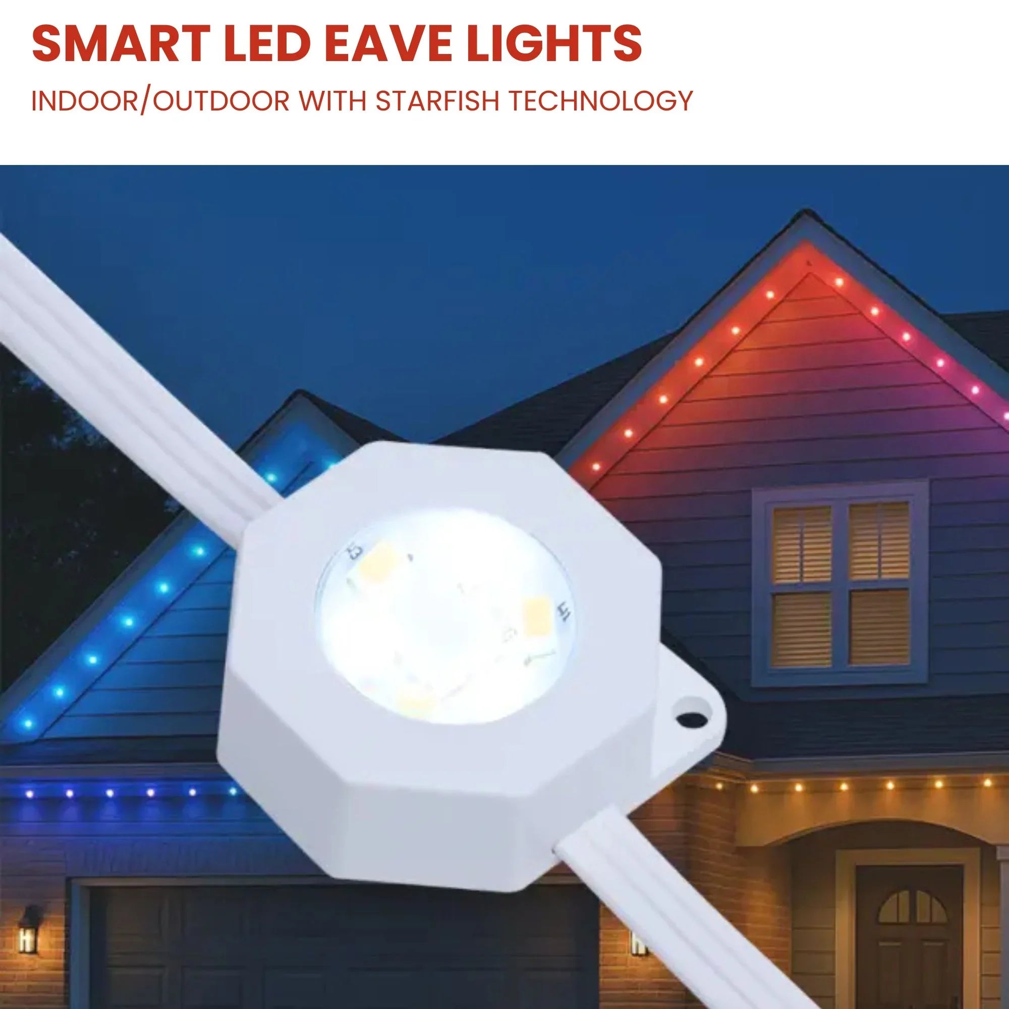 SATCO|NUVO S11297 - Smart LED Eave Light, 50ft String Light Kit, 36 Lamps, RGB + Tunable White (2200K-6500K), WiFi-2.4GHz Starfish Control, IP65 Rated