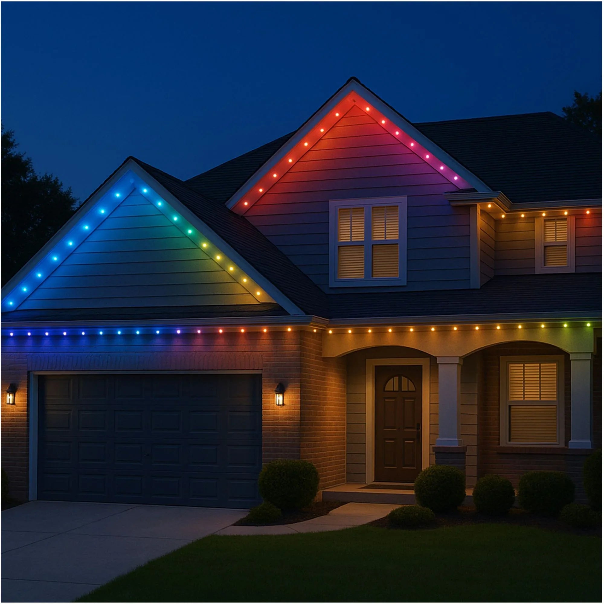 SATCO|NUVO S11298 - Smart LED Eave Light, 100ft String Light Kit, 72 Lamps, RGB + Tunable White (2200K-6500K), WiFi-2.4GHz Starfish Control, IP65 Rated