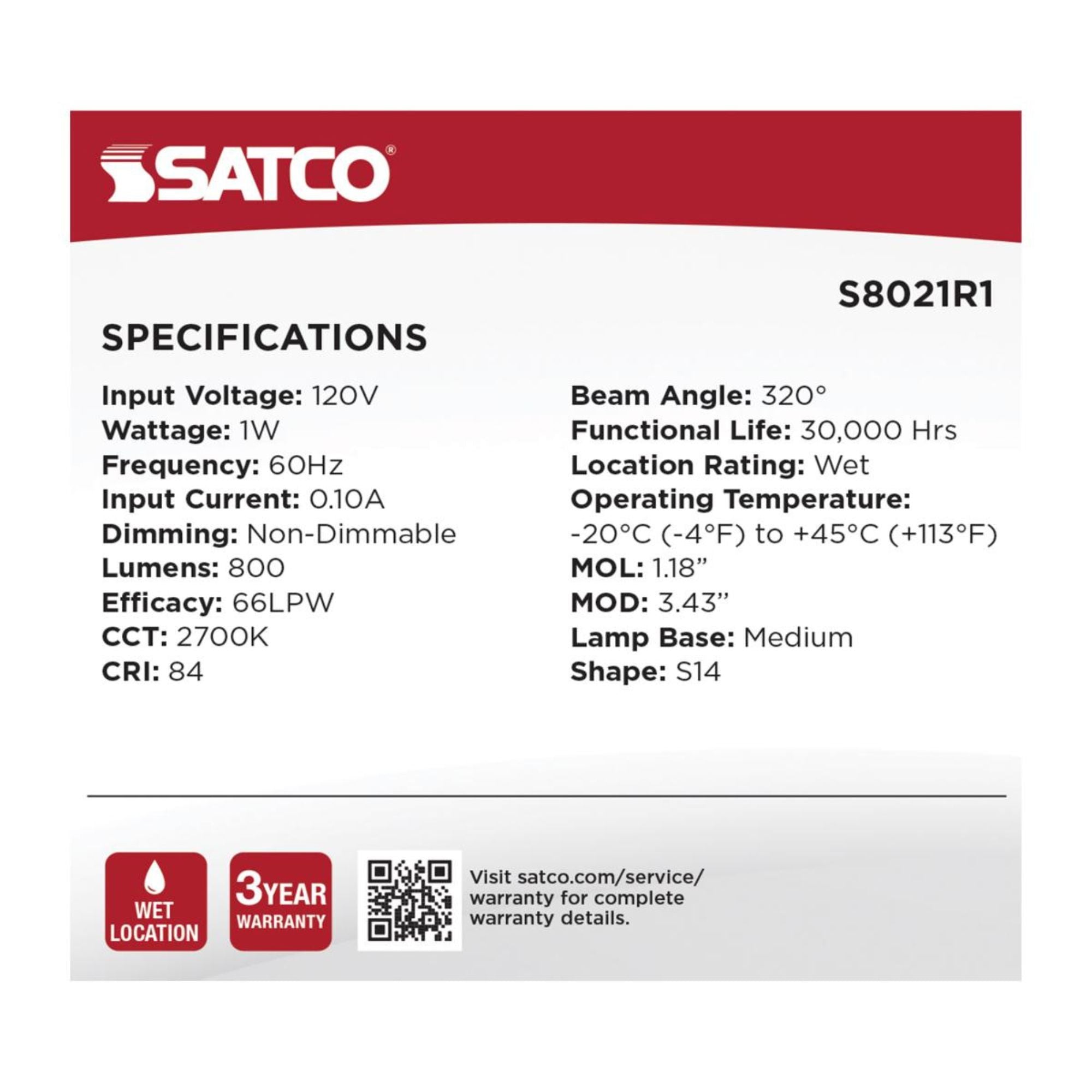 S14 LED String Light Replacement Lamp, E26 Medium Base, 2700K, Pack of 4