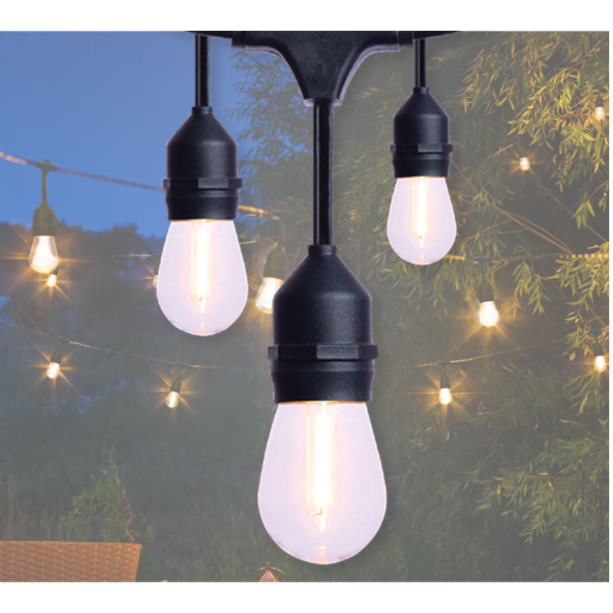 Indoor/Outdoor 24 Feet LED String Light, 12-S14 Bulbs, 2700K