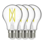 A19 LED Bulb, 75W Equivalent, 11 Watts, 1100 Lumens, 2700K, E26 Medium Base, Clear, Pack of 4