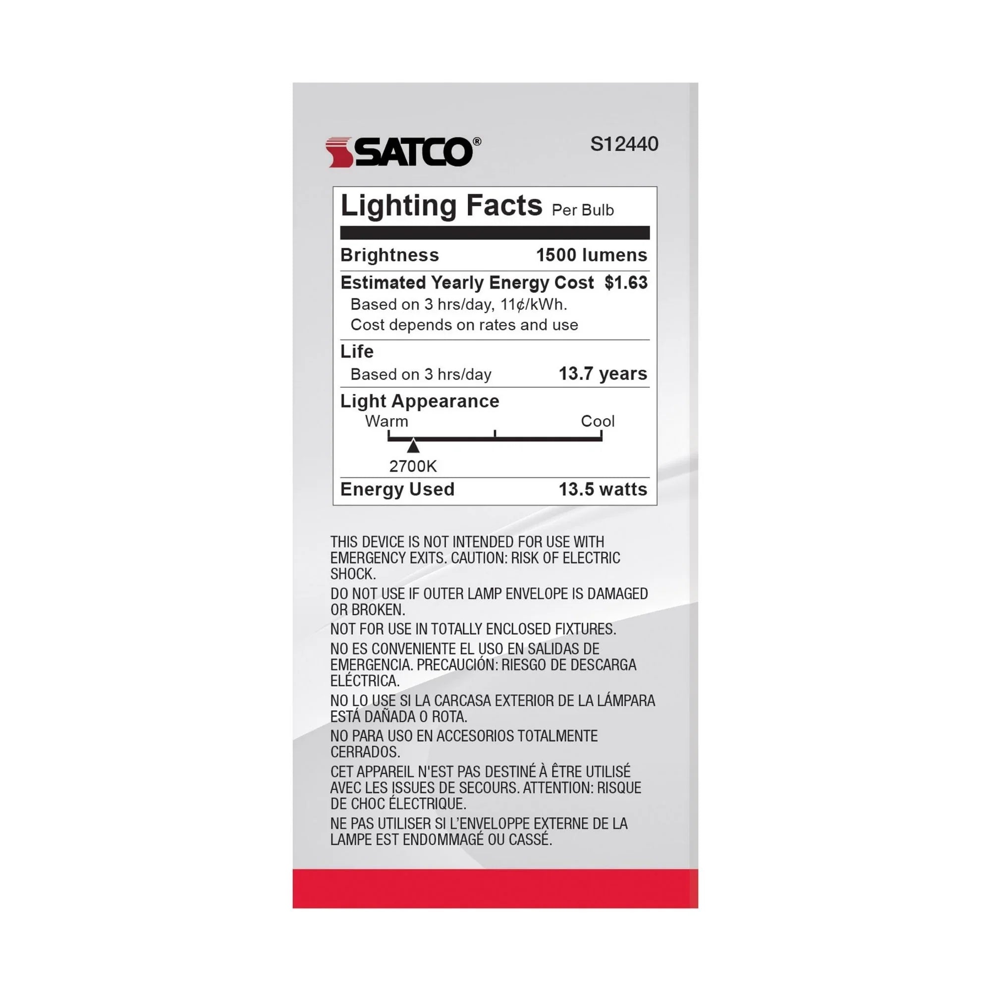 A19 LED Bulb, 100W Equivalent, 14 Watts, 1500 Lumens, 2700K, E26 Medium Base, Frosted, Pack of 4