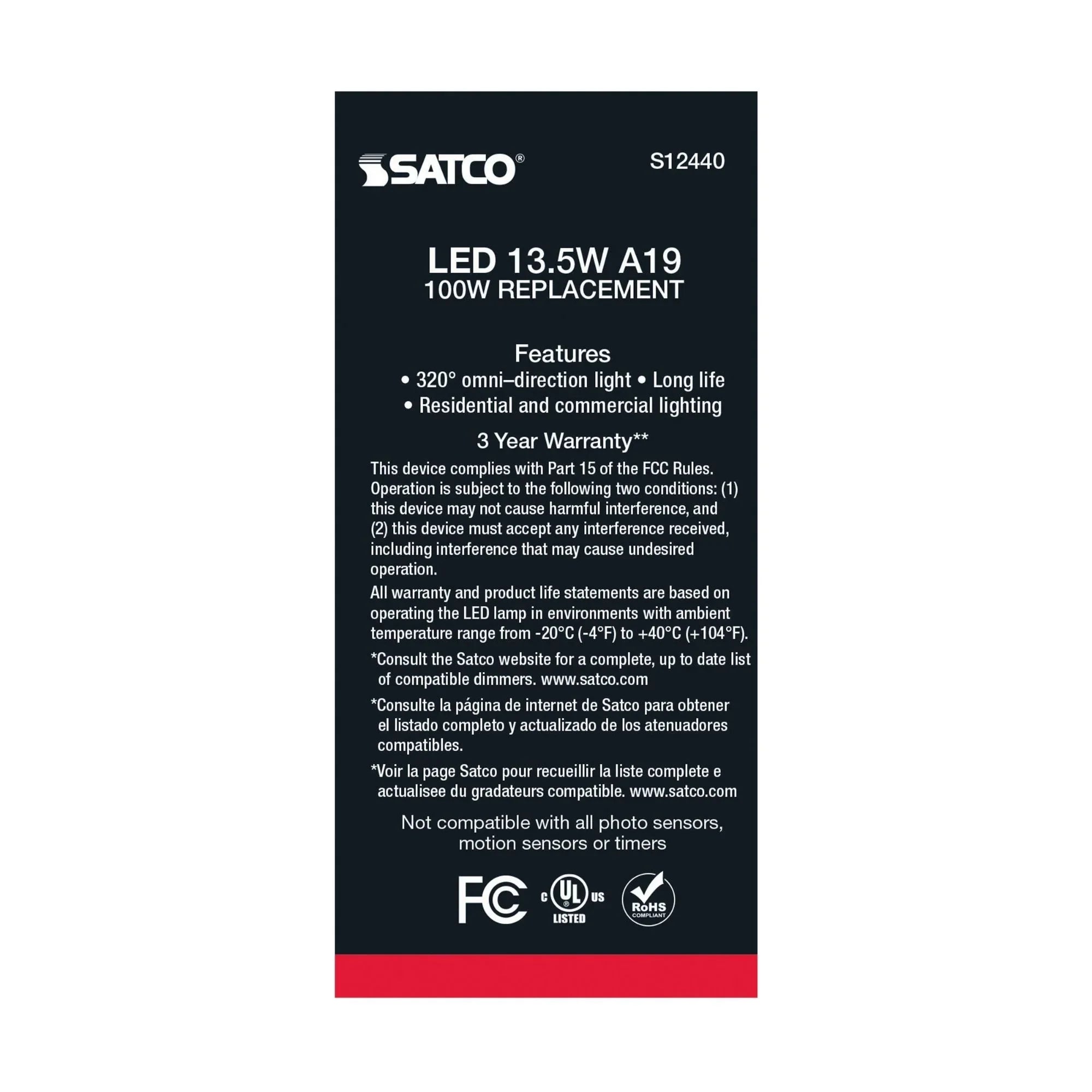 A19 LED Bulb, 100W Equivalent, 14 Watts, 1500 Lumens, 2700K, E26 Medium Base, Frosted, Pack of 4