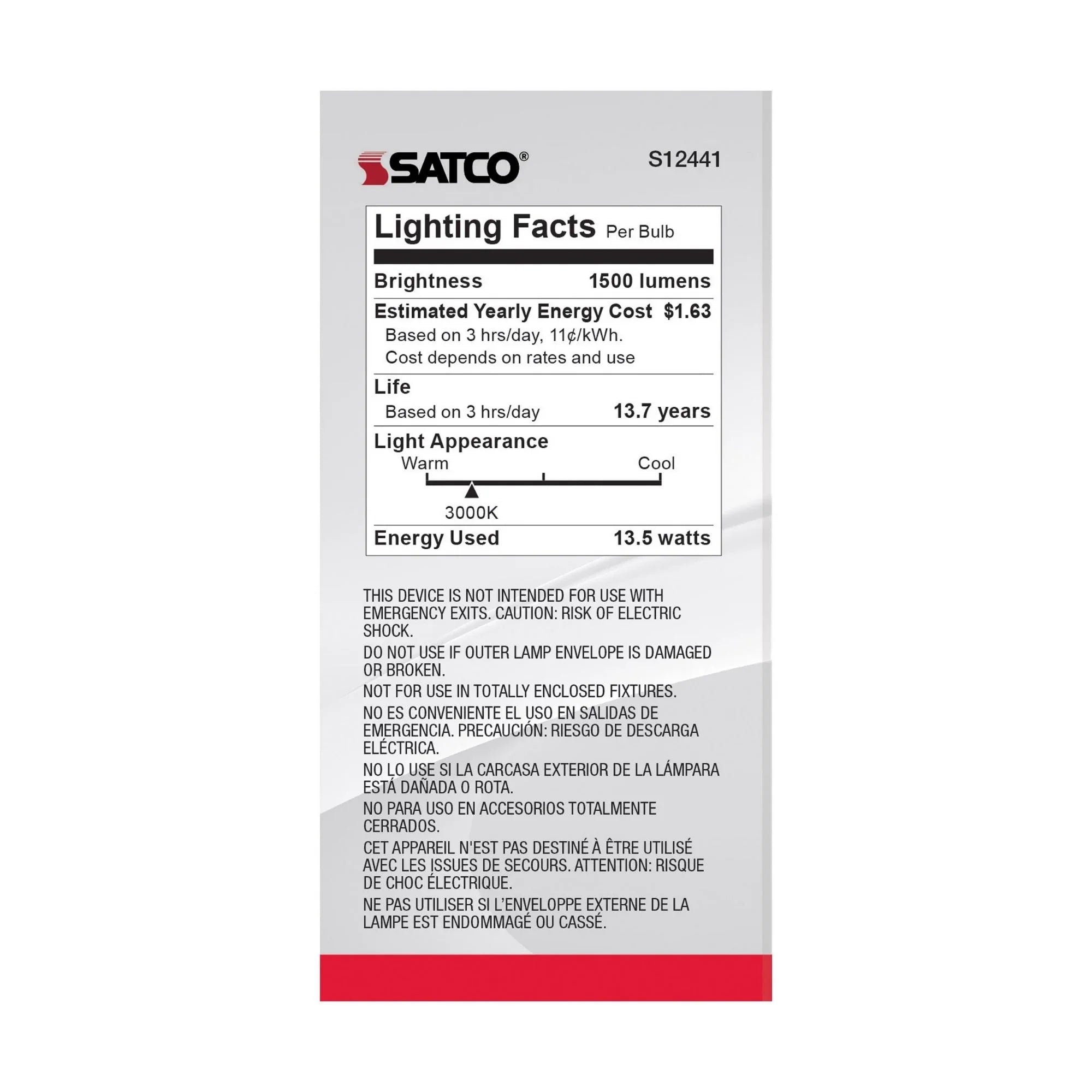 A19 LED Bulb, 100W Equivalent, 14 Watts, 1500 Lumens, 3000K, E26 Medium Base, Frosted, Pack of 4