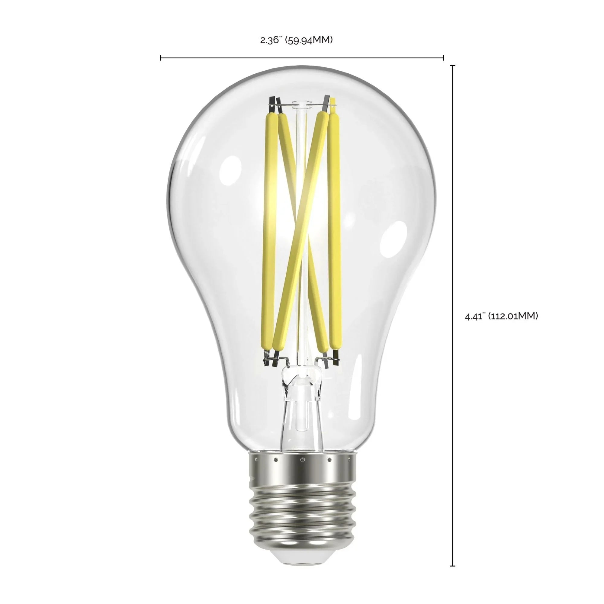 A19 LED Filament Bulb, 100W Equal, 13 Watts, 1500 Lumens, 2700K, E26 Medium Base, Clear, Pack of 4