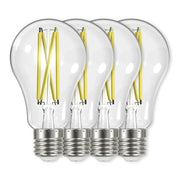 A19 LED Filament Bulb, 100W Equal, 13 Watts, 1500 Lumens, 3000K, E26 Medium Base, Clear, Pack of 4