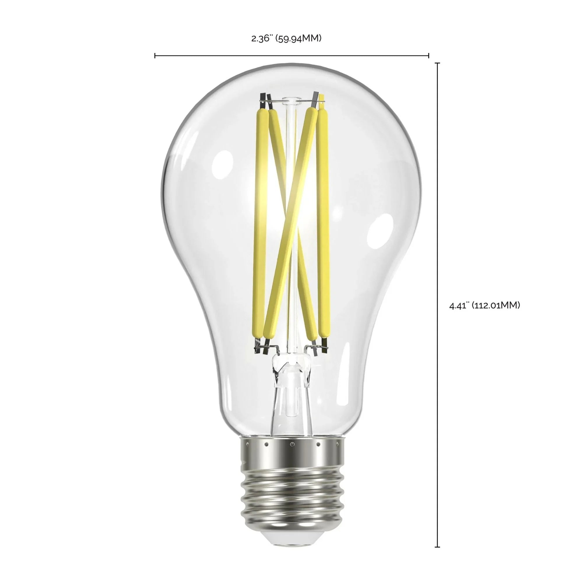 A19 LED Filament Bulb, 100W Equal, 13 Watts, 1500 Lumens, 3000K, E26 Medium Base, Clear, Pack of 4