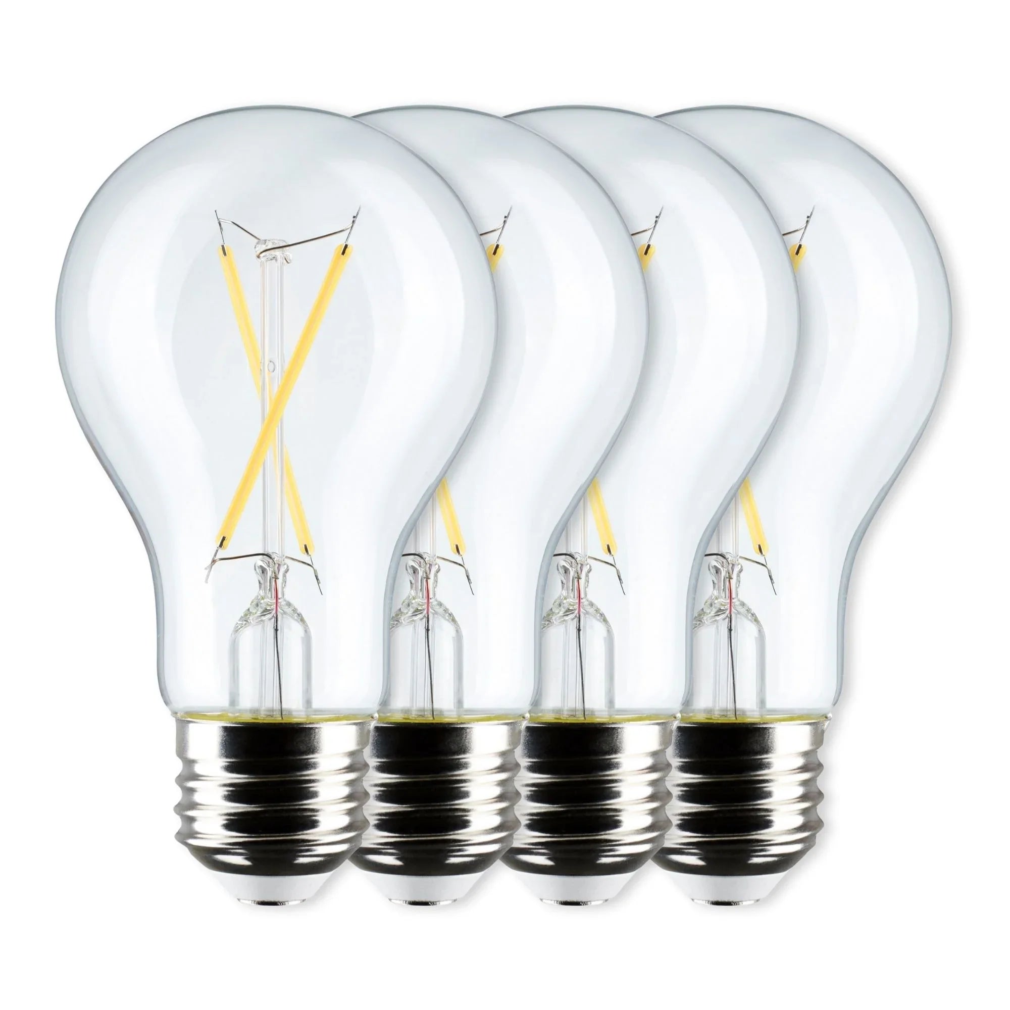 A19 LED Filament Bulb, 5 Watts, 450 Lumens, 2700K, E26 Medium Base, Clear Finish, Pack of 4