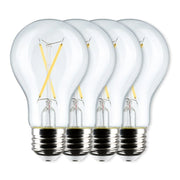 A19 LED Filament Bulb, 5 Watts, 450 Lumens, 3000K, E26 Medium Base, Clear Finish, Pack of 4