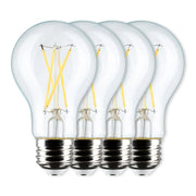 A19 LED Filament Bulb, 60W Equal, 8 Watts, 800 Lumens, 2700K, E26 Medium Base, Clear, Pack of 4