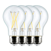 A19 LED Filament Bulb, 60W Equal, 8 Watts, 800 Lumens, 3000K, E26 Medium Base, Clear, Pack of 4