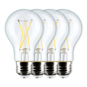 A19 LED Filament Bulb, 60W Equal, 8 Watts, 800 Lumens, 4000K, E26 Medium Base, Clear, Pack of 4