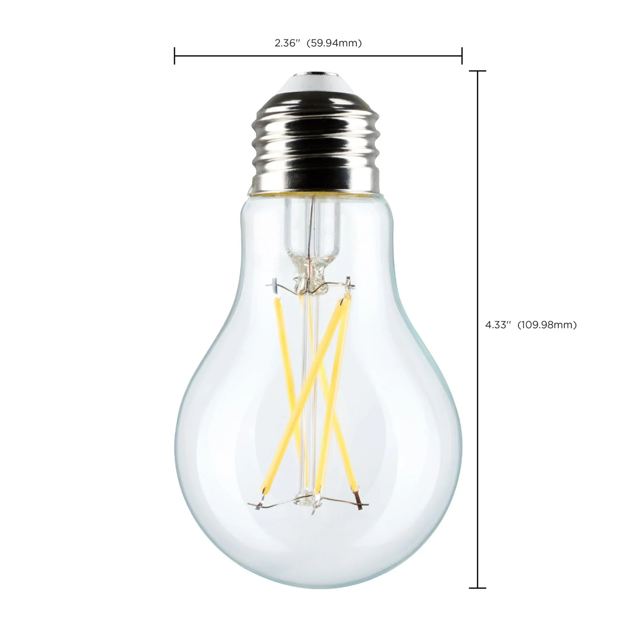 A19 LED Filament Bulb, 60W Equal, 8 Watts, 800 Lumens, 4000K, E26 Medium Base, Clear, Pack of 4