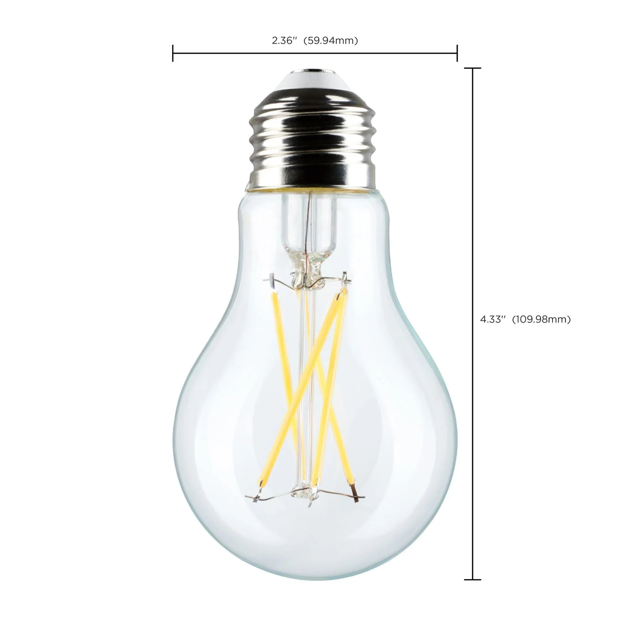 A19 LED Bulb, 60W Equal, 8 Watts, 800 Lumens, 2700K, E26 Medium Base, Frosted Finish, Pack of 4