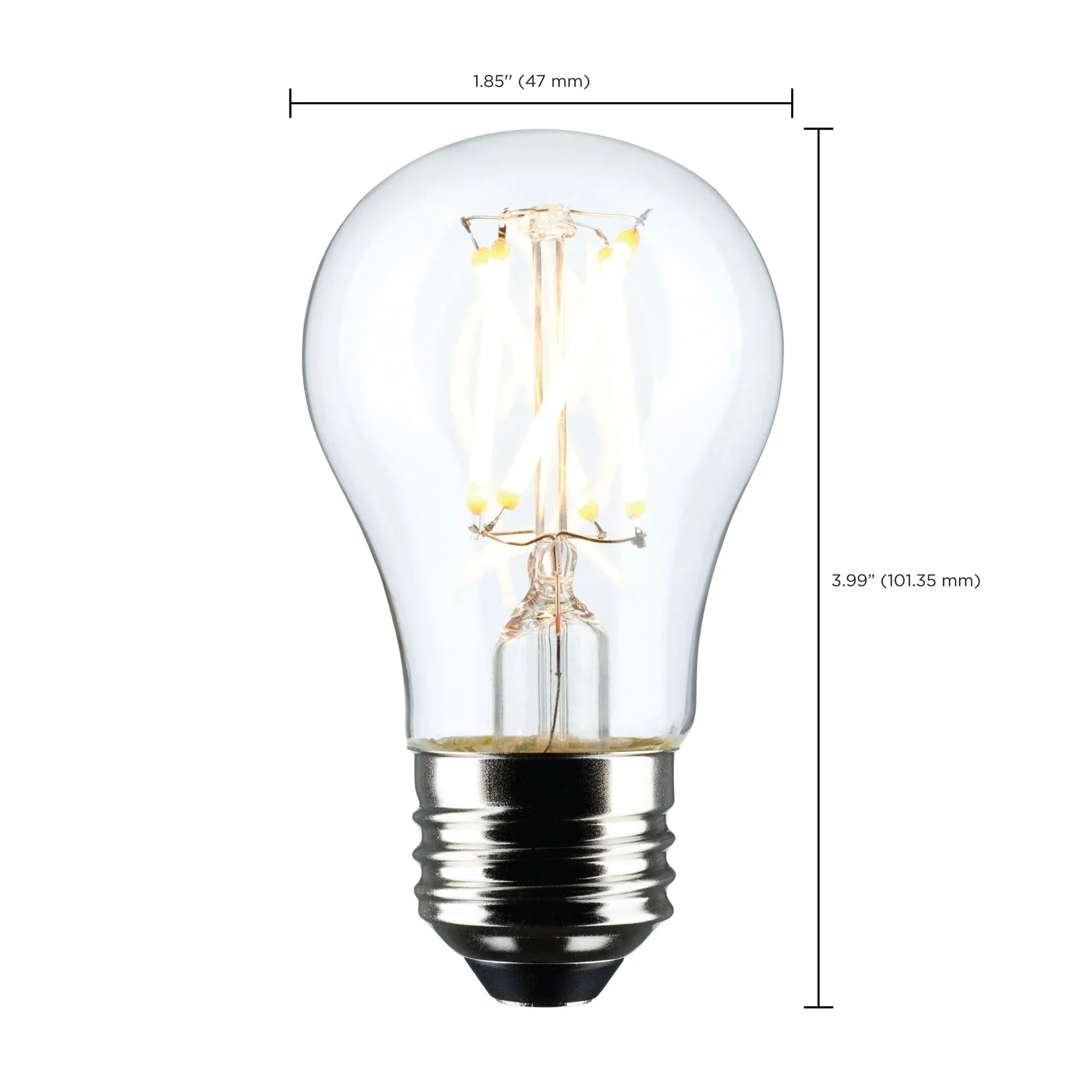 A15 LED Filament Bulb, 6 Watts, 450 Lumens, 2700K, E26 Medium Base, Clear Finish, Pack of 2