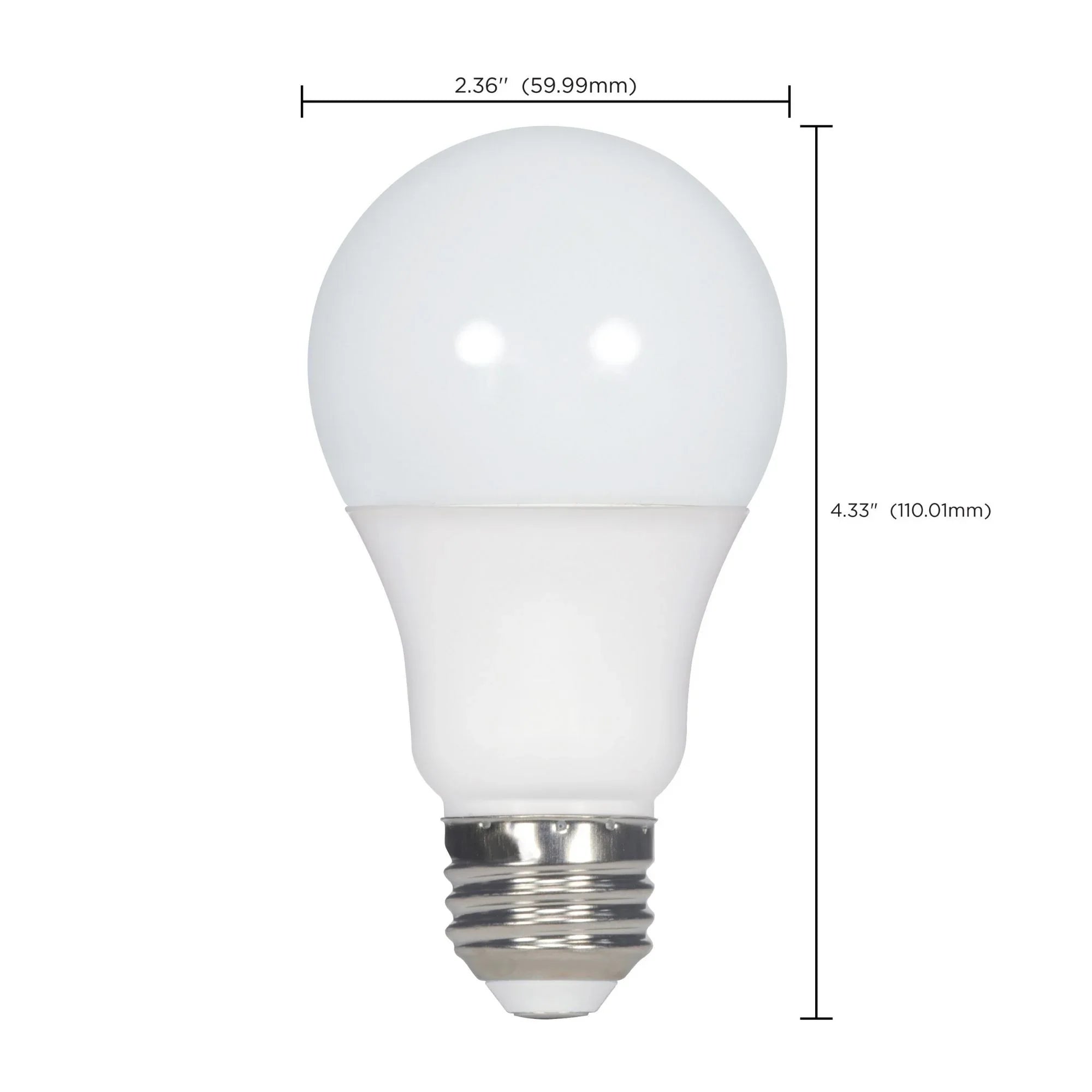 A19 LED Bulb, 60W Equivalent, 10 Watts, 800 Lumens, 2700K, E26 Medium Base, Frosted, Pack of 4