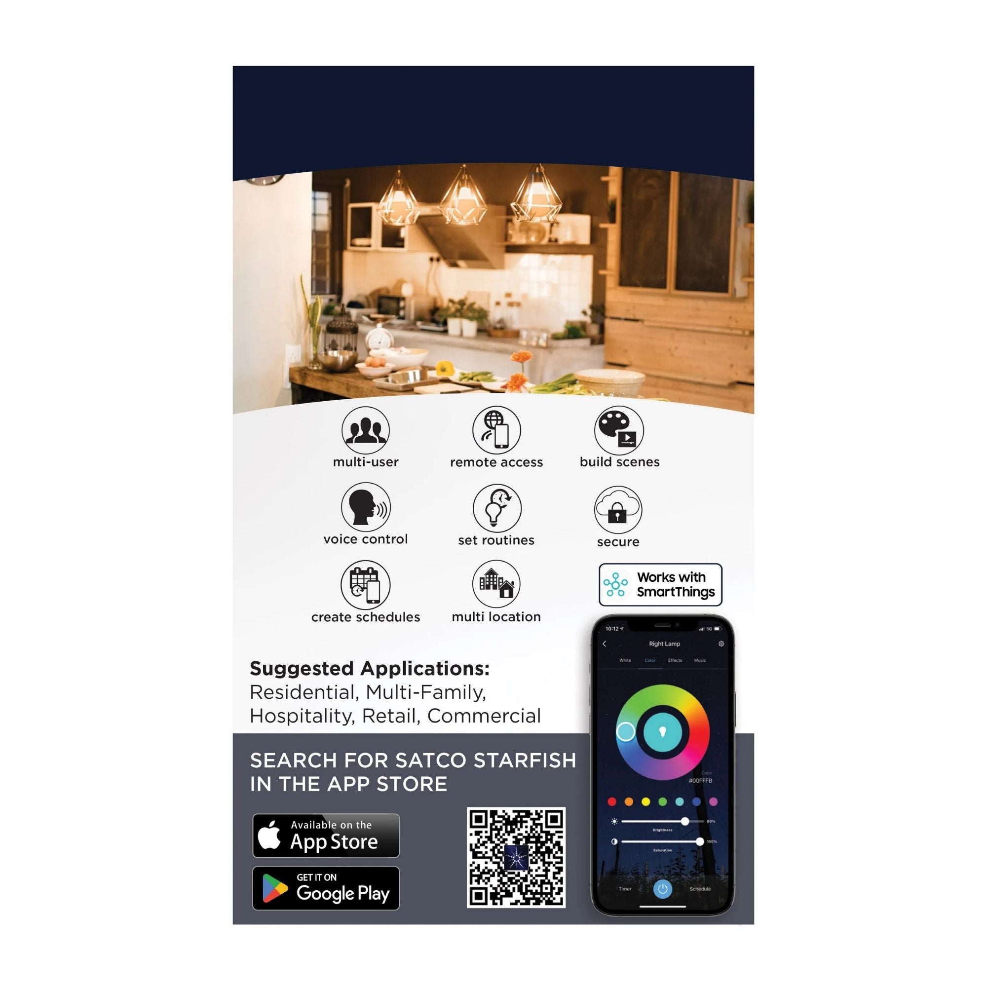 Starfish G25 Wi-Fi Smart LED Bulb, 10W, 800 Lm, 27K-50K RGBTW, E26 Base, 120V