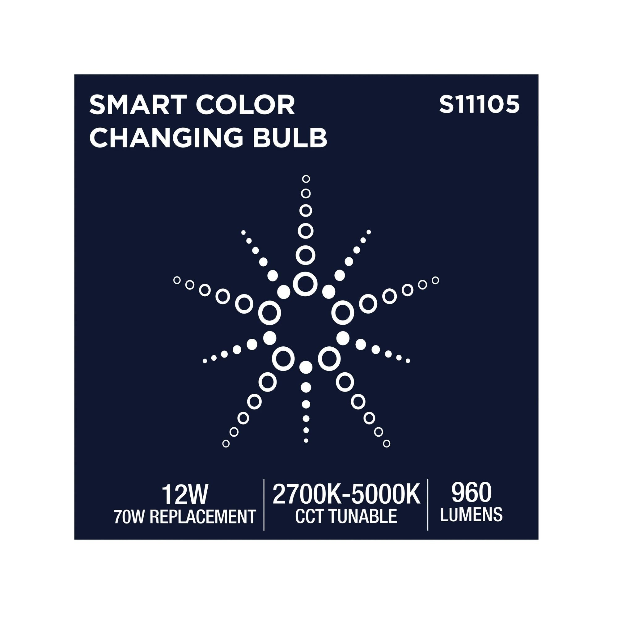 Starfish BR40 Wi-Fi Smart LED Bulb, 12W, 960 Lm, 27K-50K RGBTW, E26 Base, 120V