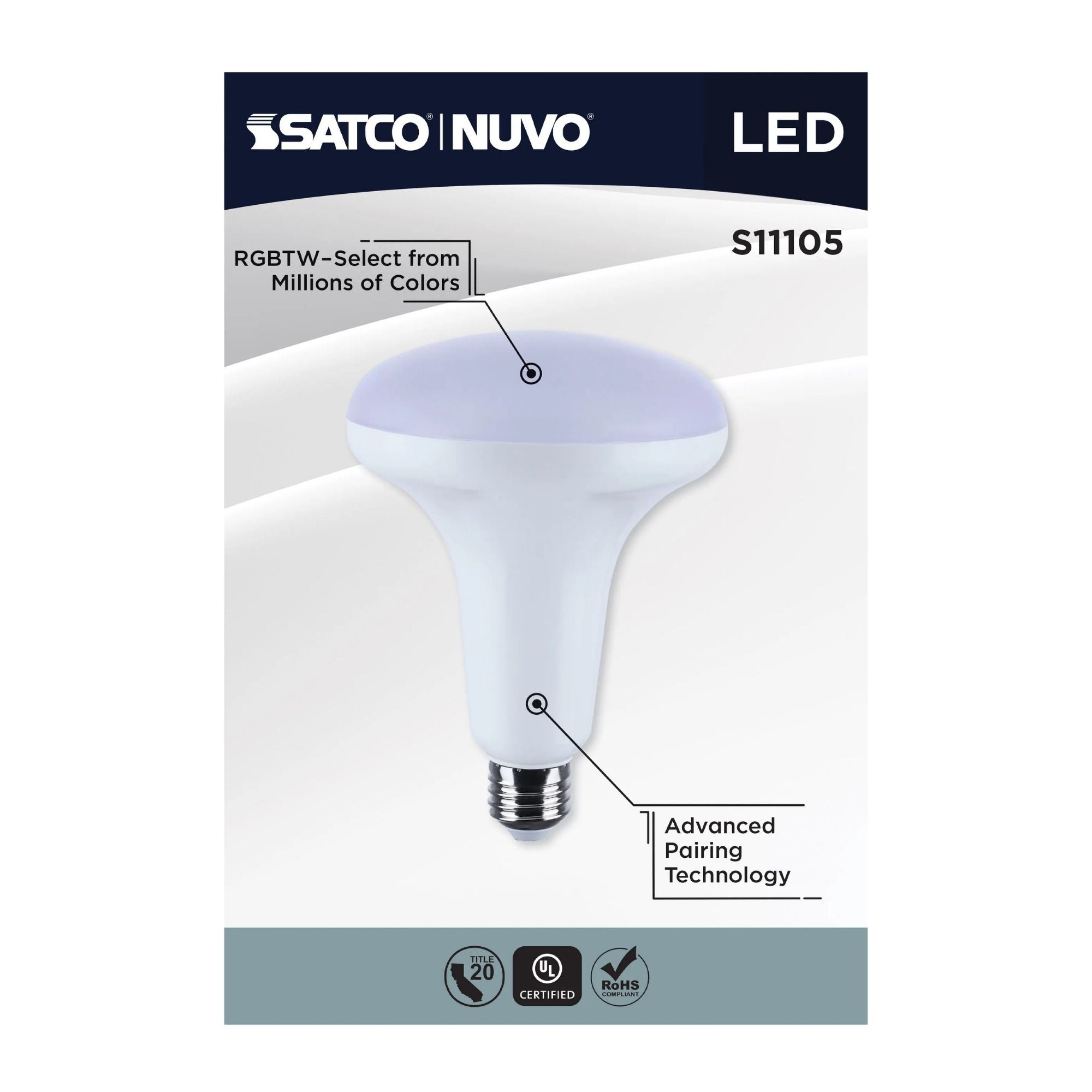 Starfish BR40 Wi-Fi Smart LED Bulb, 12W, 960 Lm, 27K-50K RGBTW, E26 Base, 120V