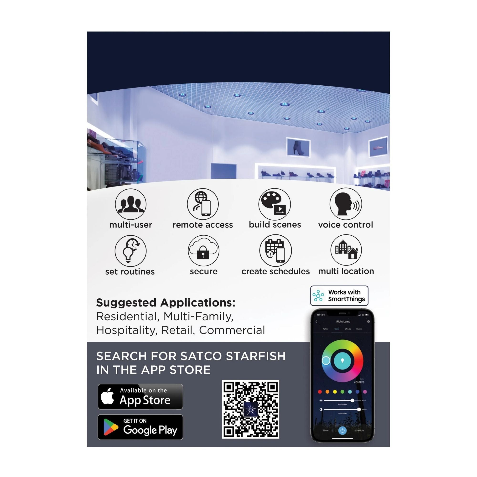 Starfish PAR30 Wi-Fi Smart LED Bulb, 13W, 1000 Lm, 27K-50K RGBTW, E26 Base, 120V