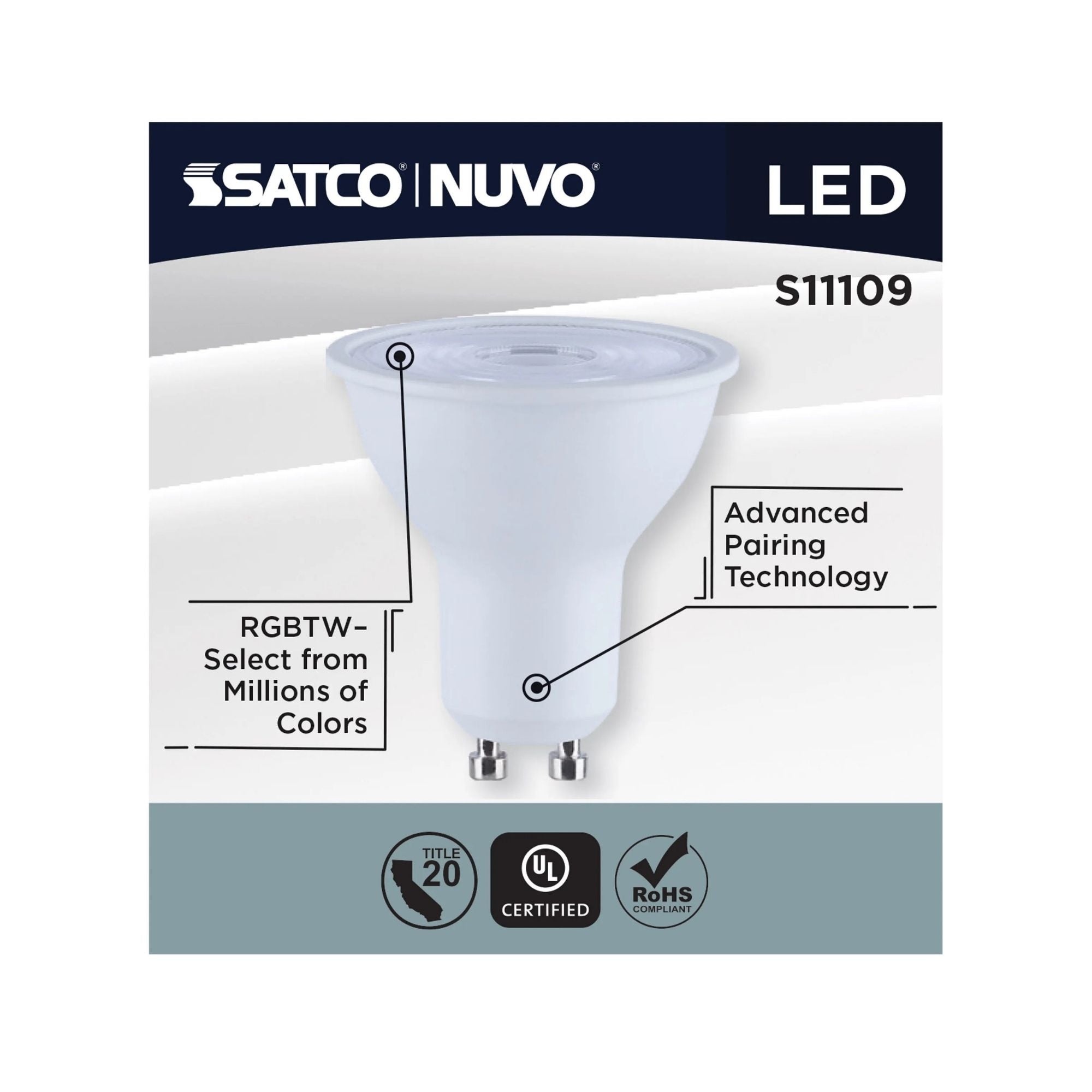 Starfish MR16 Wi-Fi Smart LED Bulb, 6W, 400 Lm, 27K-50K RGBTW, GU10 Base, 120V