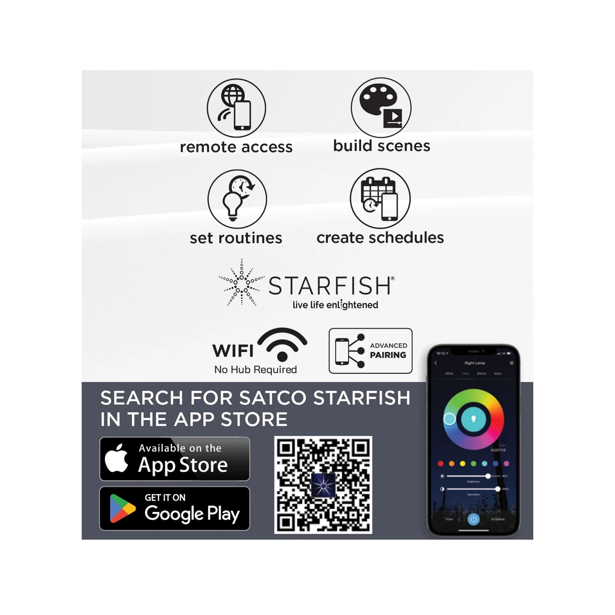 Starfish MR16 Wi-Fi Smart LED Bulb, 6W, 400 Lm, 27K-50K RGBTW, GU10 Base, 120V