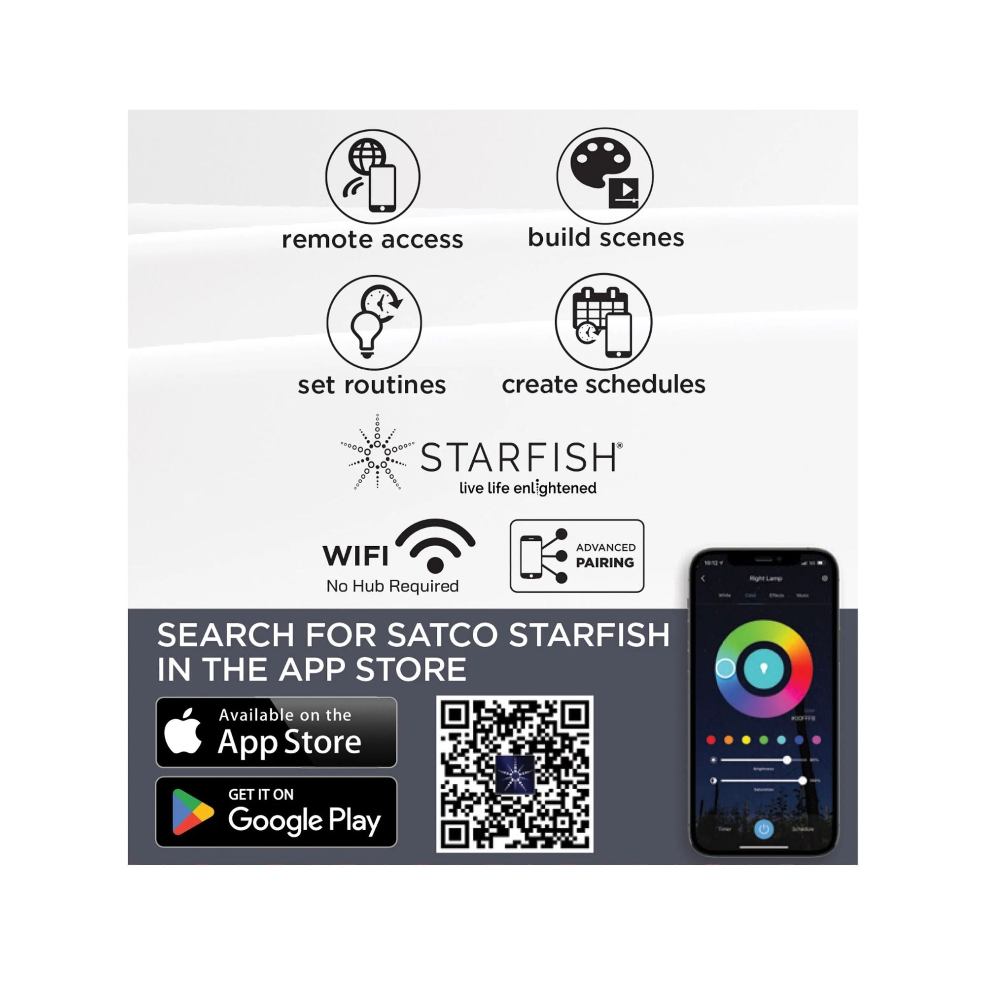 Starfish MR16 Wi-Fi Smart LED Bulb, 6W, 400 Lm, 27K-50K RGBTW, GU5.3 Base, 12V