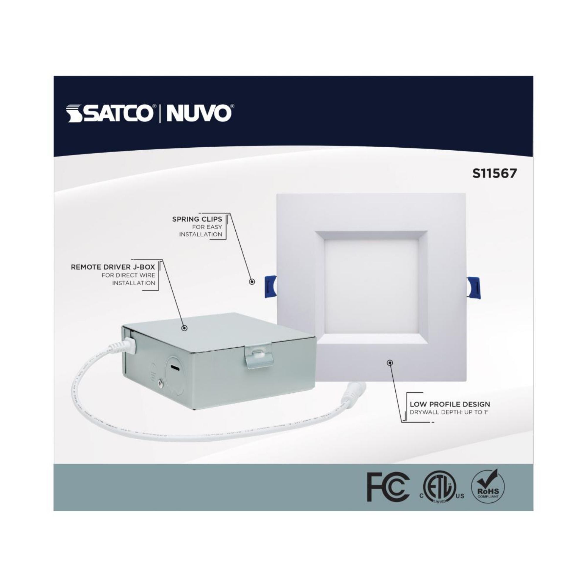 Starfish 6" Smart LED Downlight, 750lm, RGB, Square Regress Trim