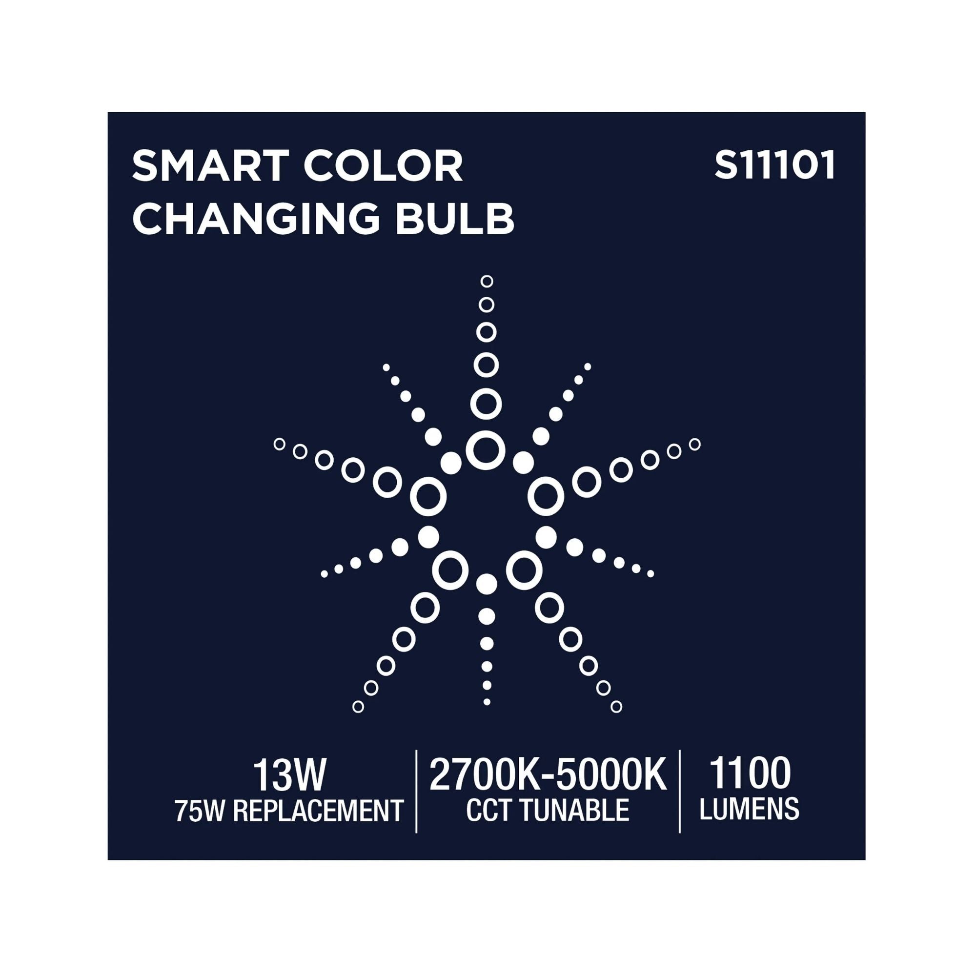 Starfish A21 Wi-Fi Smart LED Bulb, 13W, 1100 Lm, 27K-50K RGBTW, E26 Base, 120V