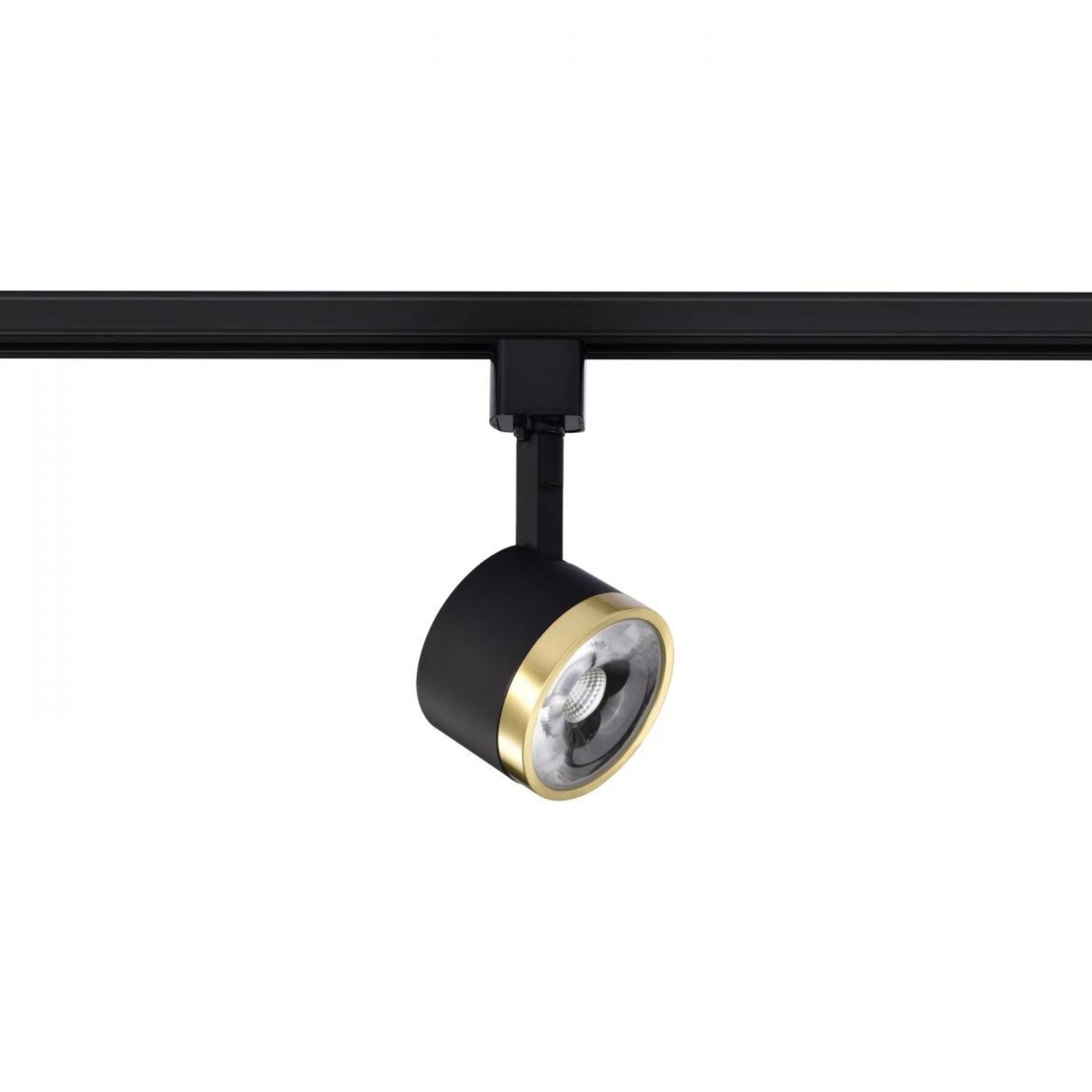 Round LED Track Head, 1000 Lumens, 12W, 3000K, Halo, 24° Beam Angle, Black|Brass