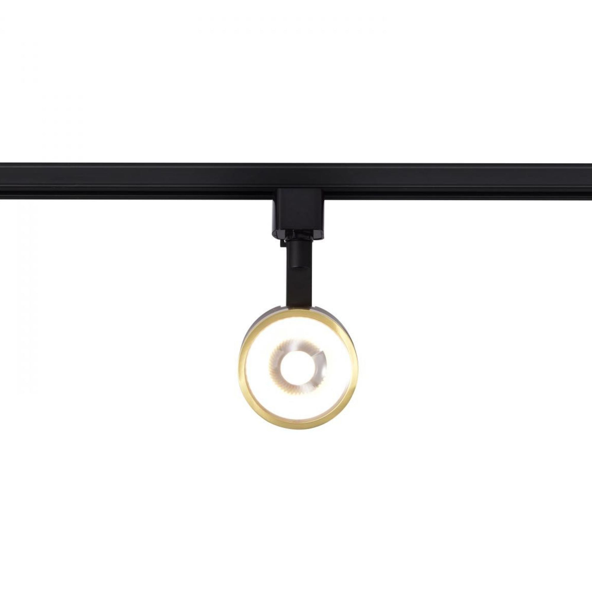 Round LED Track Head, 1000 Lumens, 12W, 3000K, Halo, 24° Beam Angle, Black|Brass