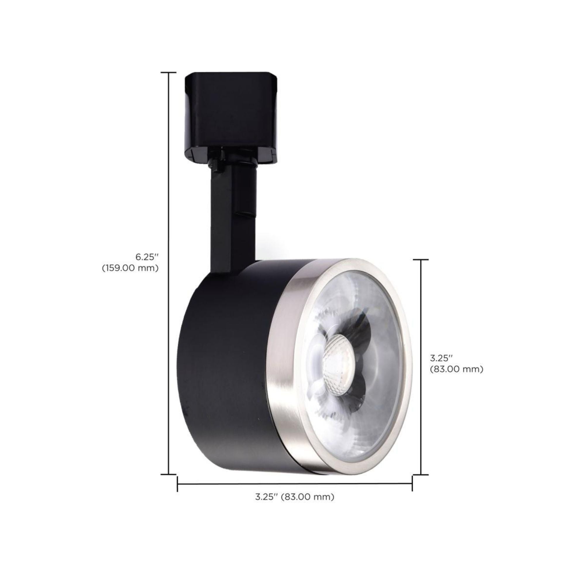 Round LED Track Head, 1000 Lumens, 12W, 3000K, Halo, 24° Beam Angle, Black|Nickel