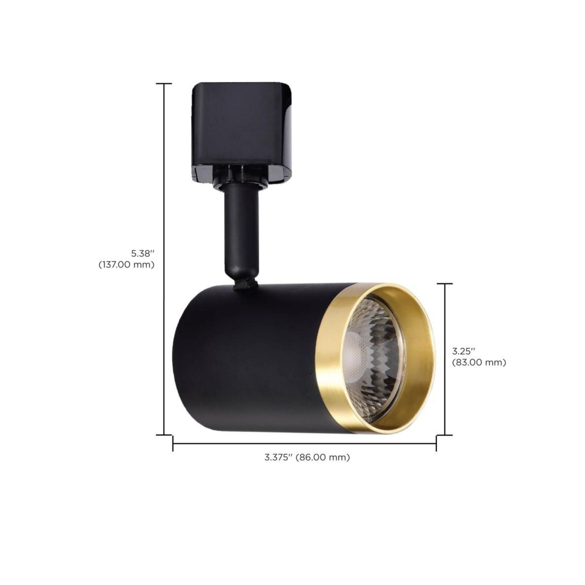 LED Small Cylinder Halo Track Head 12W 1000 Lumens 3000K, 24°, Black & Brass