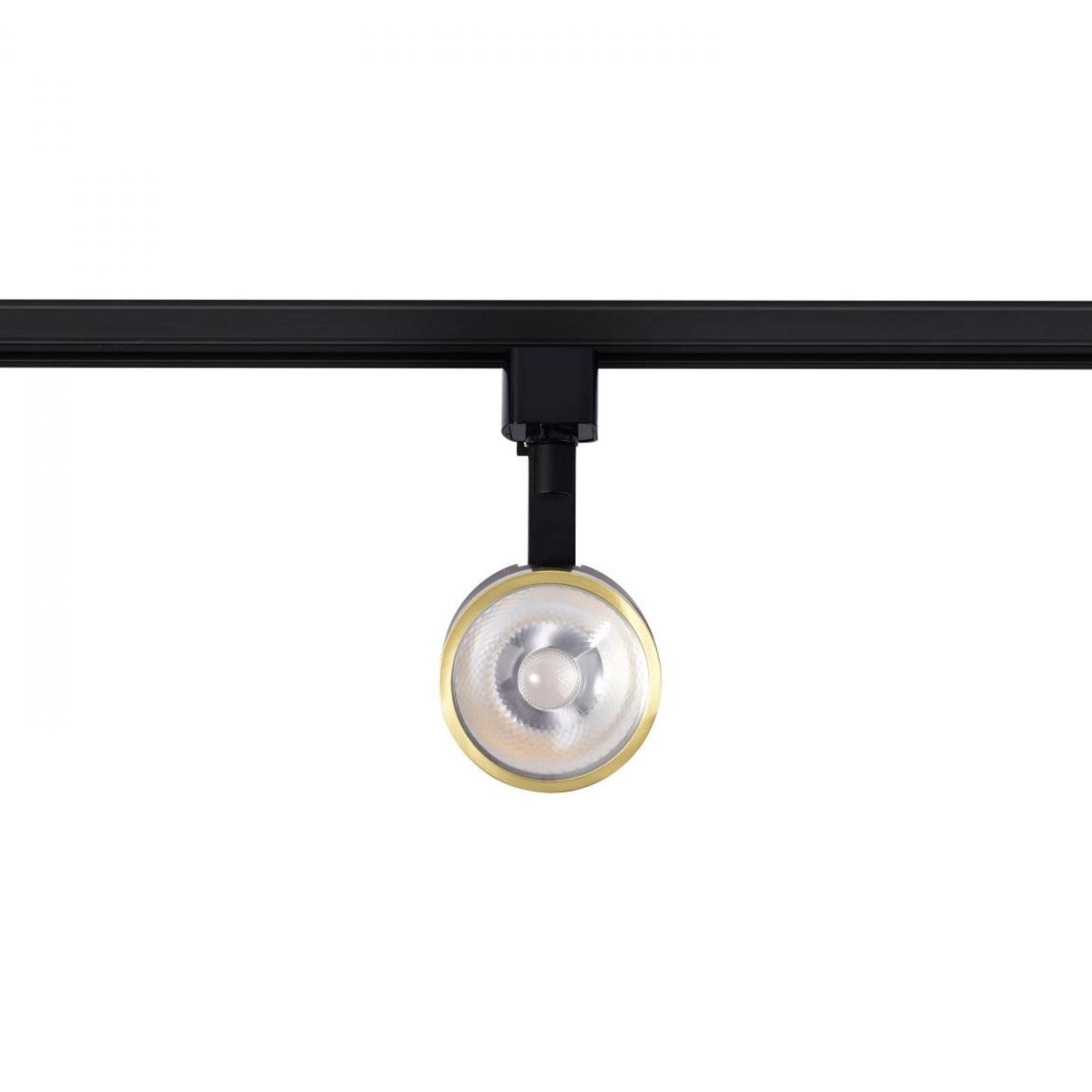 Round LED Track Head, 1000 Lumens, 12W, 3000K, Halo, 36° Beam Angle, Black|Brass