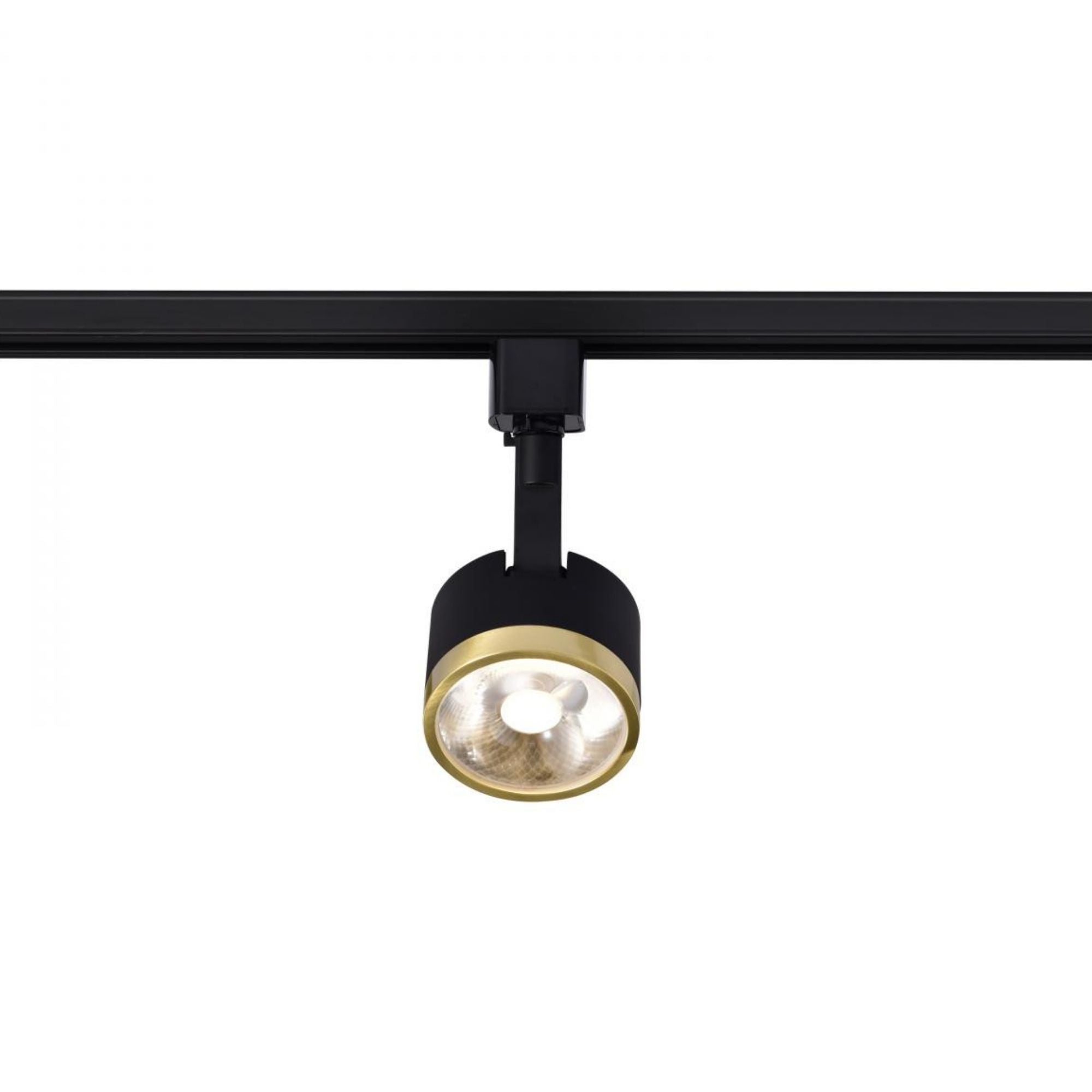 Round LED Track Head, 1000 Lumens, 12W, 3000K, Halo, 36° Beam Angle, Black|Brass