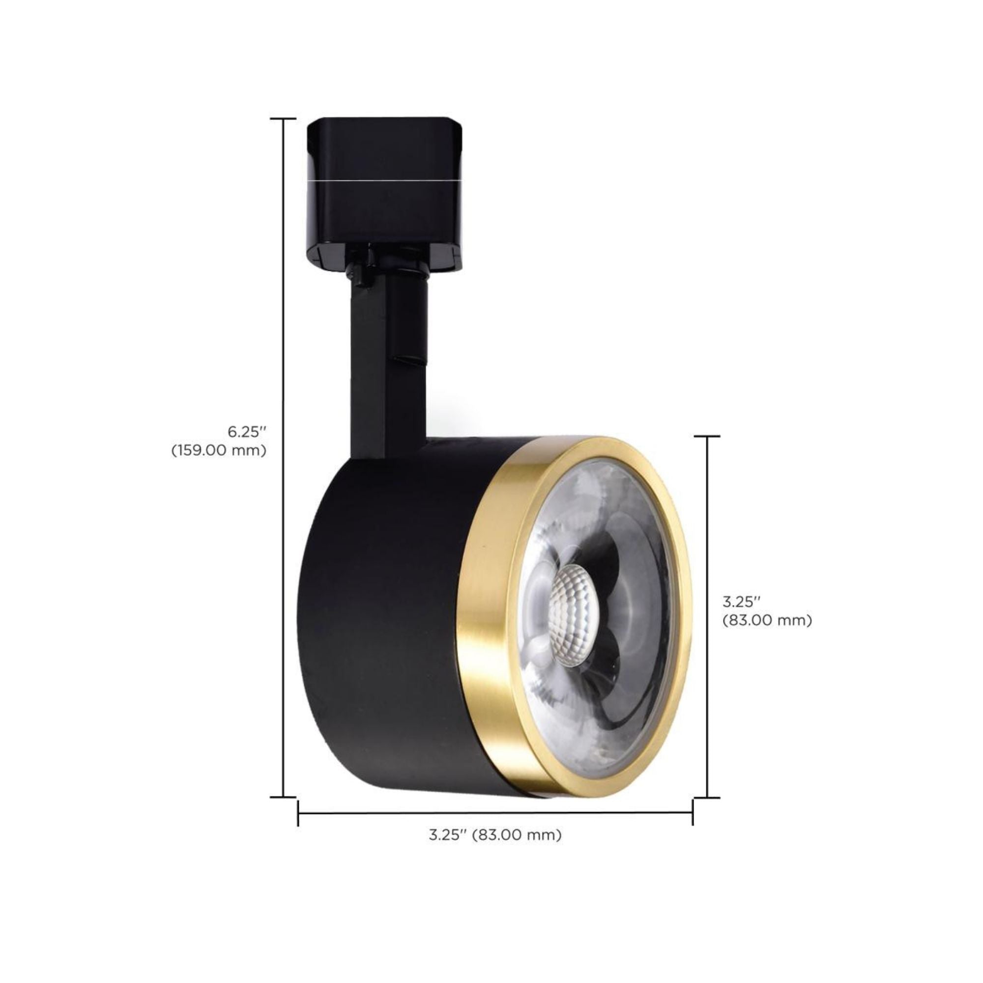 Round LED Track Head, 1000 Lumens, 12W, 3000K, Halo, 36° Beam Angle, Black|Brass