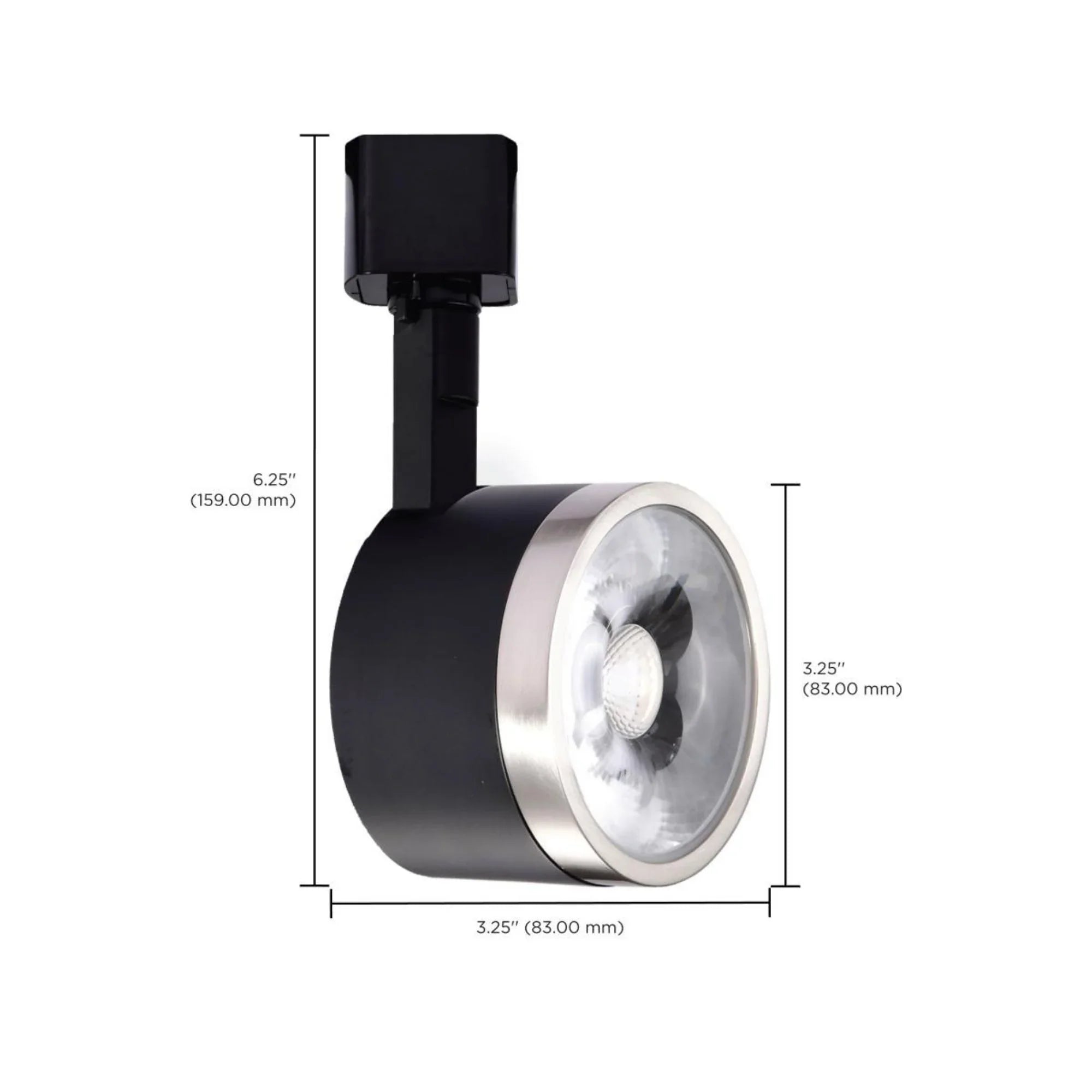 Round LED Track Head, 1000 Lumens, 12W, 3000K, Halo, 36° Beam Angle, Black|Nickel