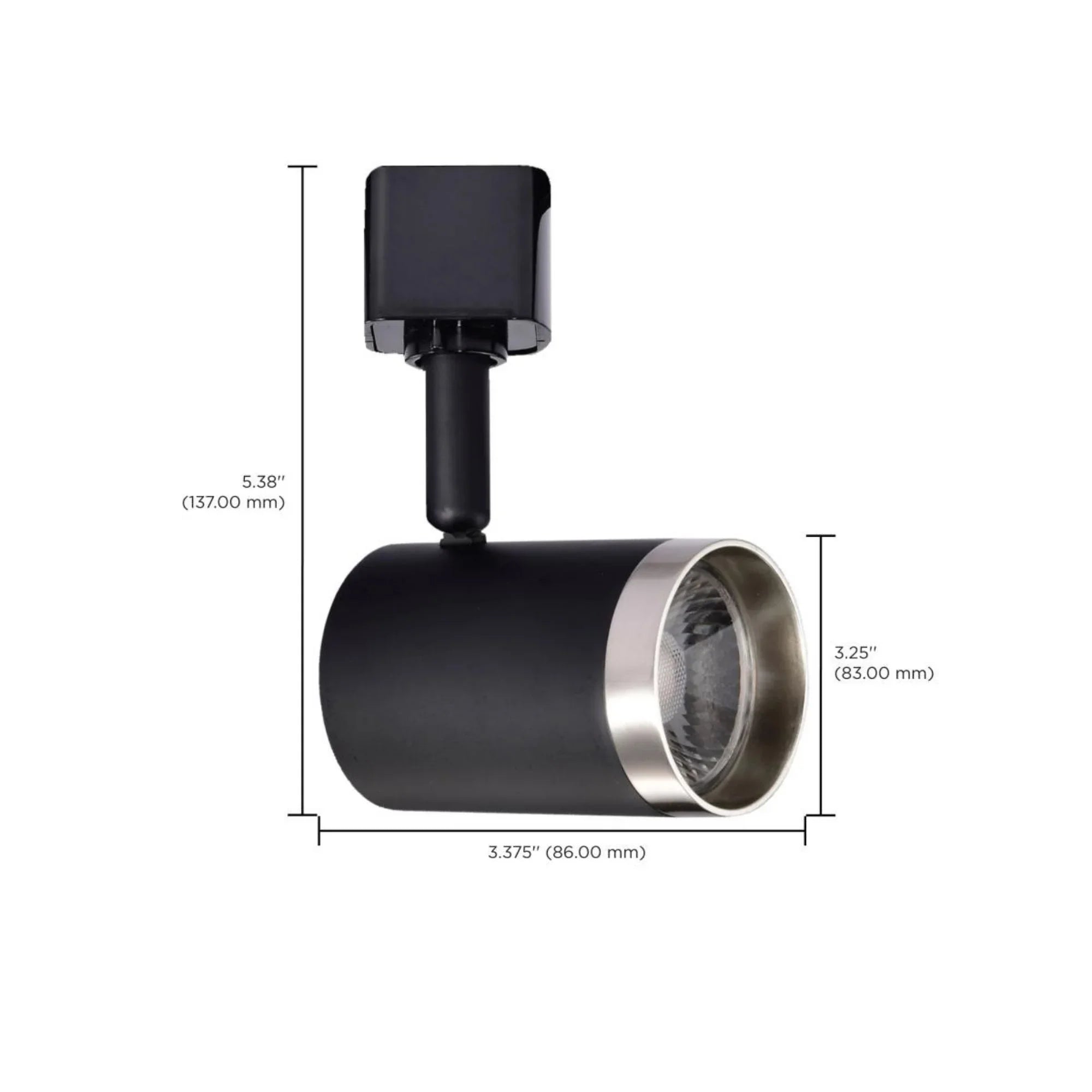 LED Small Cylinder Halo Track Head 12W 1000 Lumens 3000K, 36°, Black & Nickel