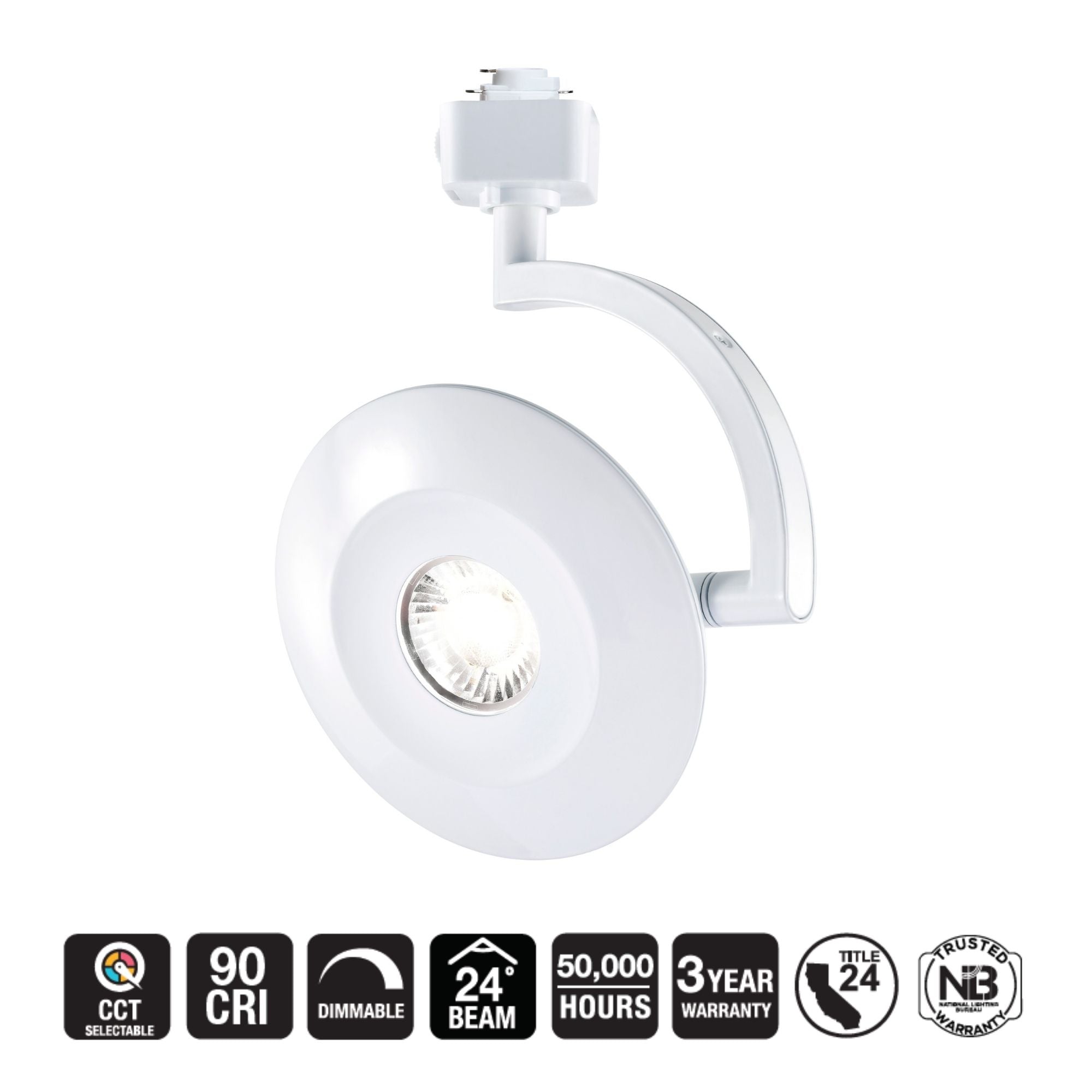 Satco Orb Track Head, H-Type, White, Selectable CCT, 1020 Lumens, 24° Beam Angle