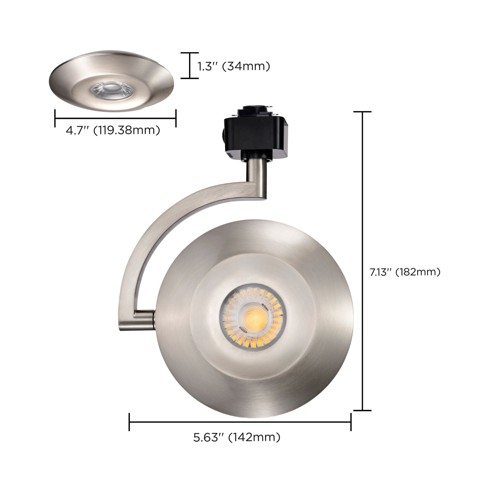 Satco Orb Track Head, H-Type, Brushed Nickel, Selectable CCT, 1020 Lumens, 24° Beam Angle