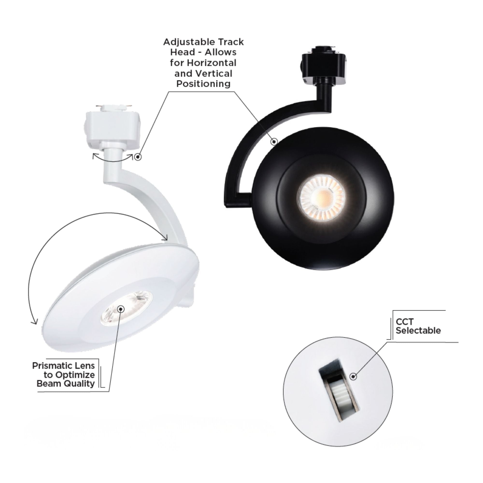 Satco Orb Track Head, H-Type, Selectable CCT, 1020 Lumens