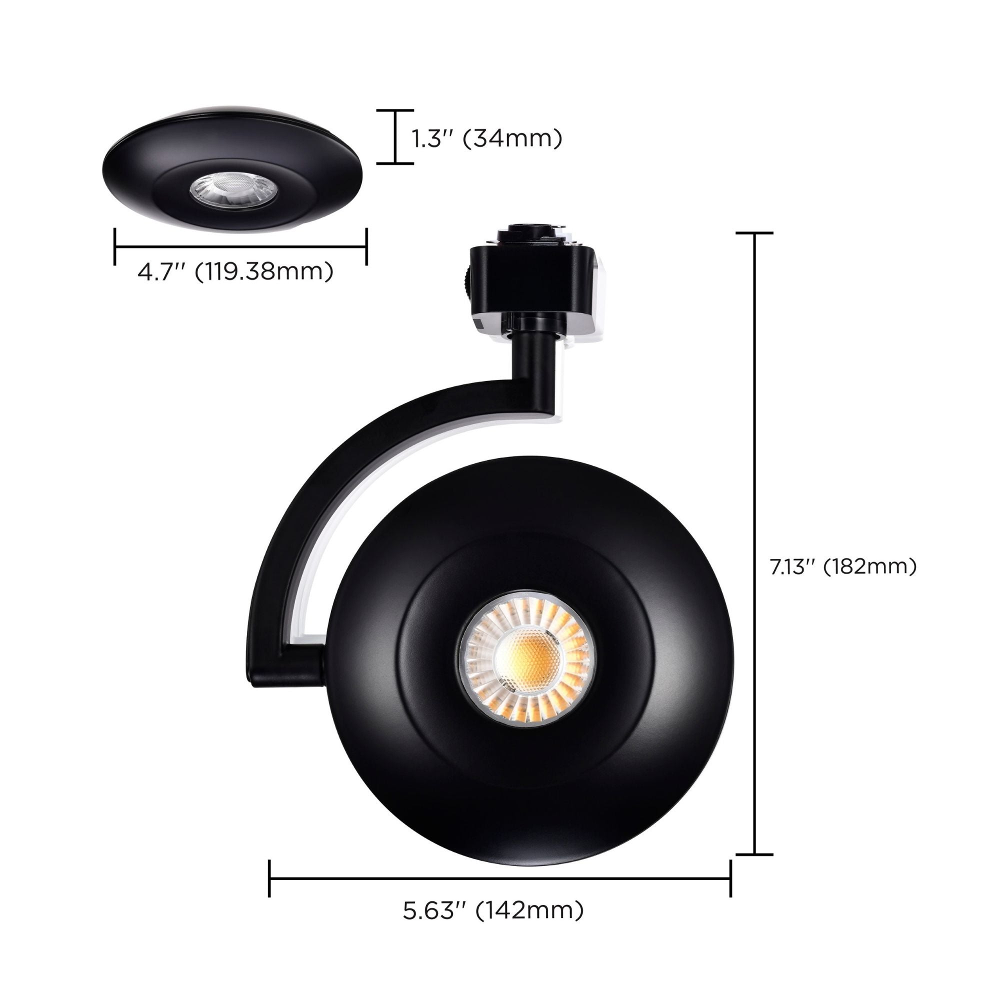 Satco Orb Track Head, H-Type, Black, Selectable CCT, 1020 Lumens, 36° Beam Angle