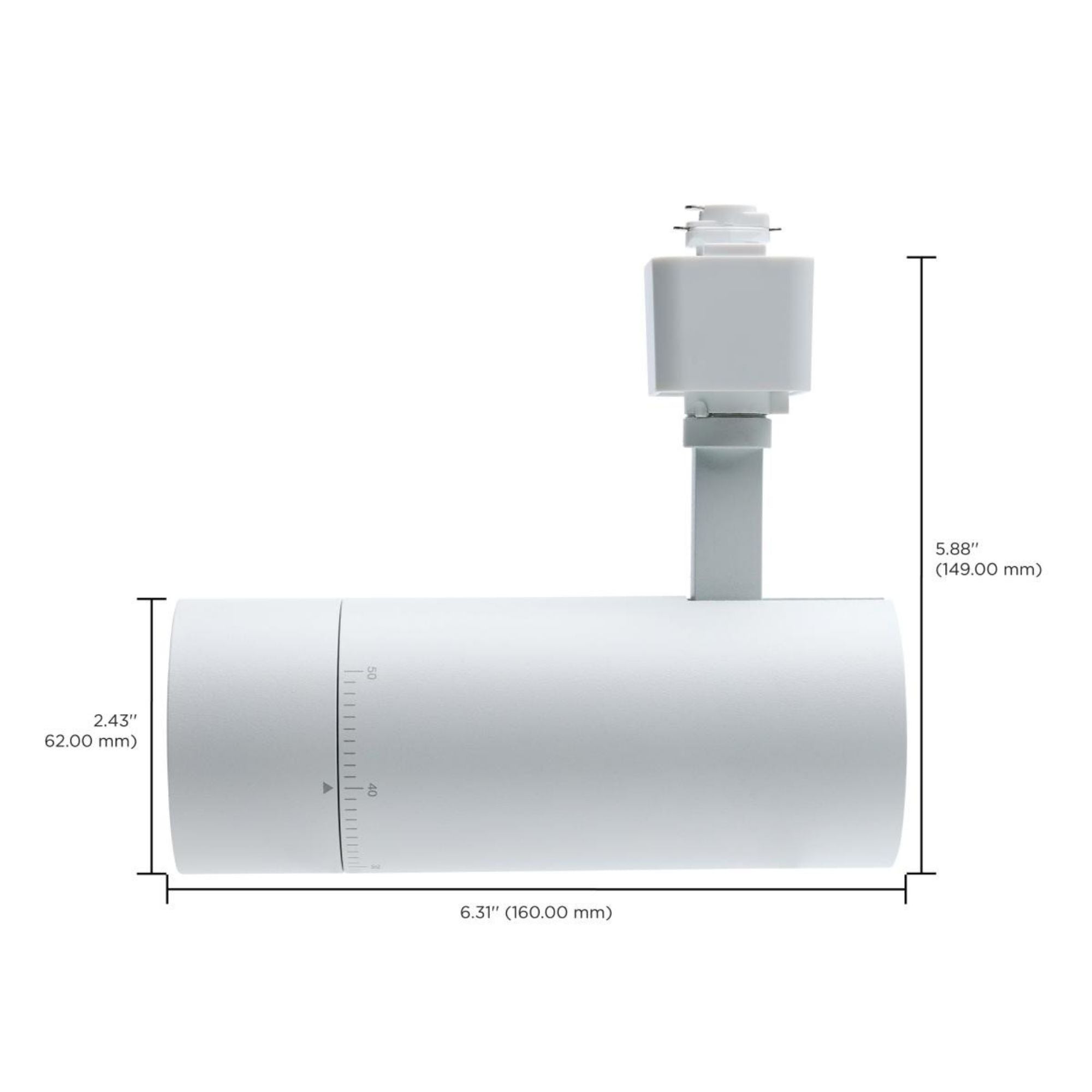 Beam Adjustable LED Track Head 15W 1100 Lumens, Selectable CCT, Halo, 20°- 50°, White