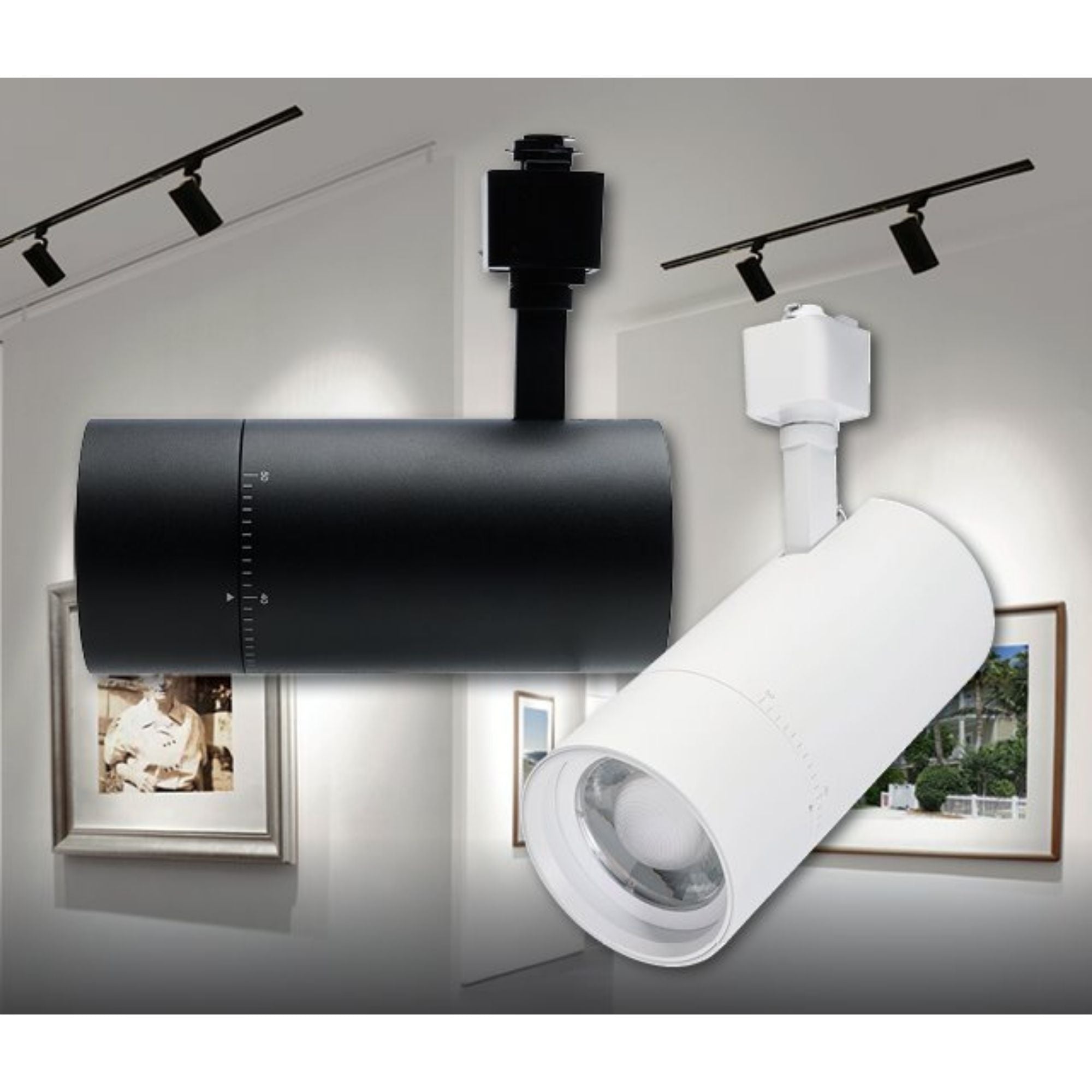 Beam Adjustable LED Track Head 30W 2100 Lumens, Selectable CCT, Halo, 20°- 50°, White