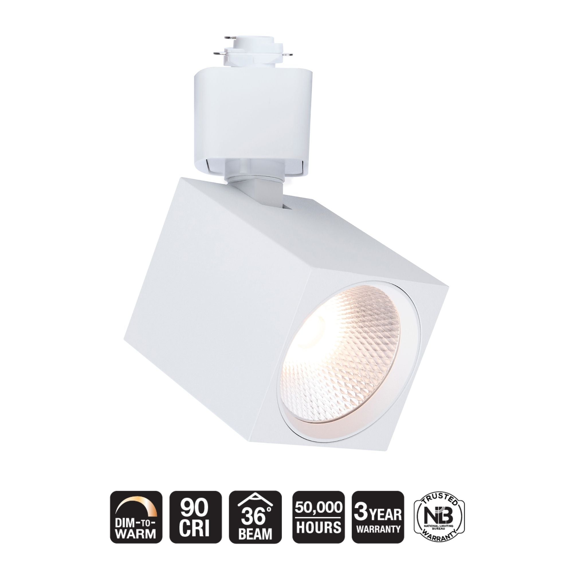 Satco Square Track Head, H-Type, White, Selectable CCT, 500 Lumens, 36° Beam Angle